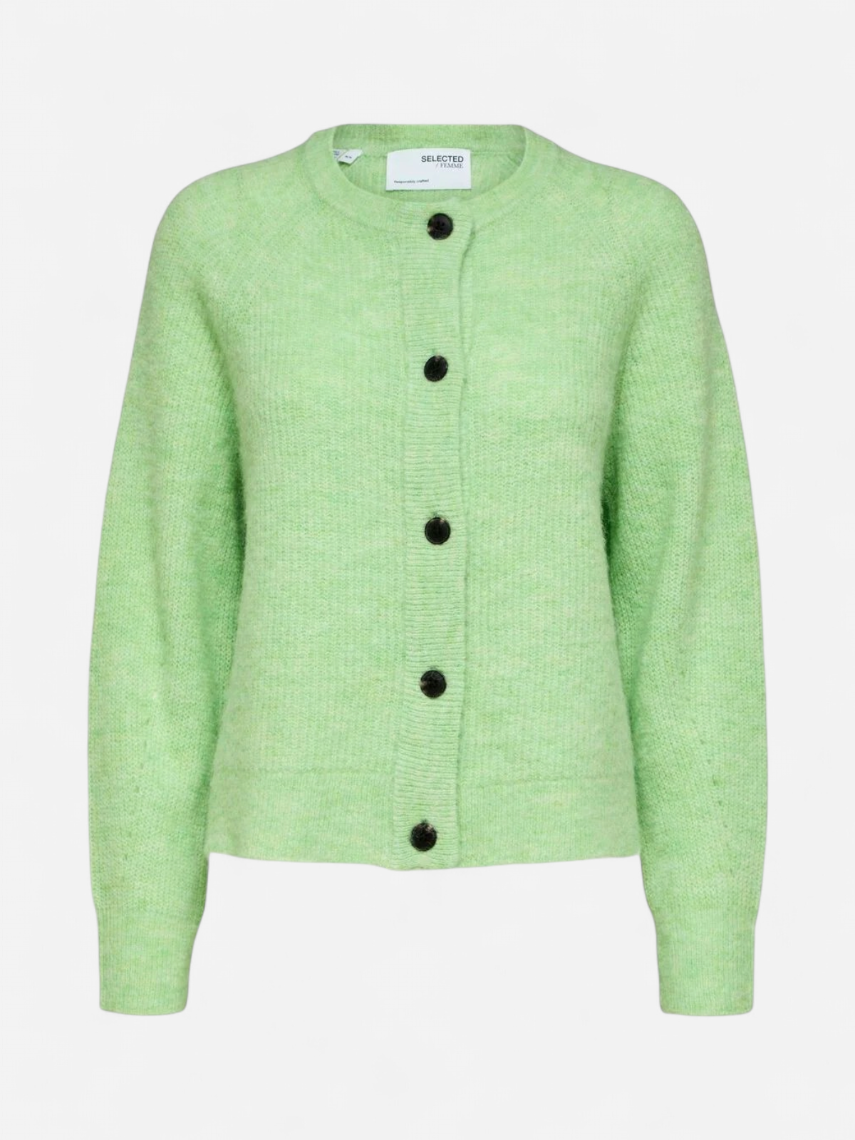 Selected Femme, Naisten Neuletakki, Lulu LS Knit Short Cardigan Vihreä - Kekäle.fi