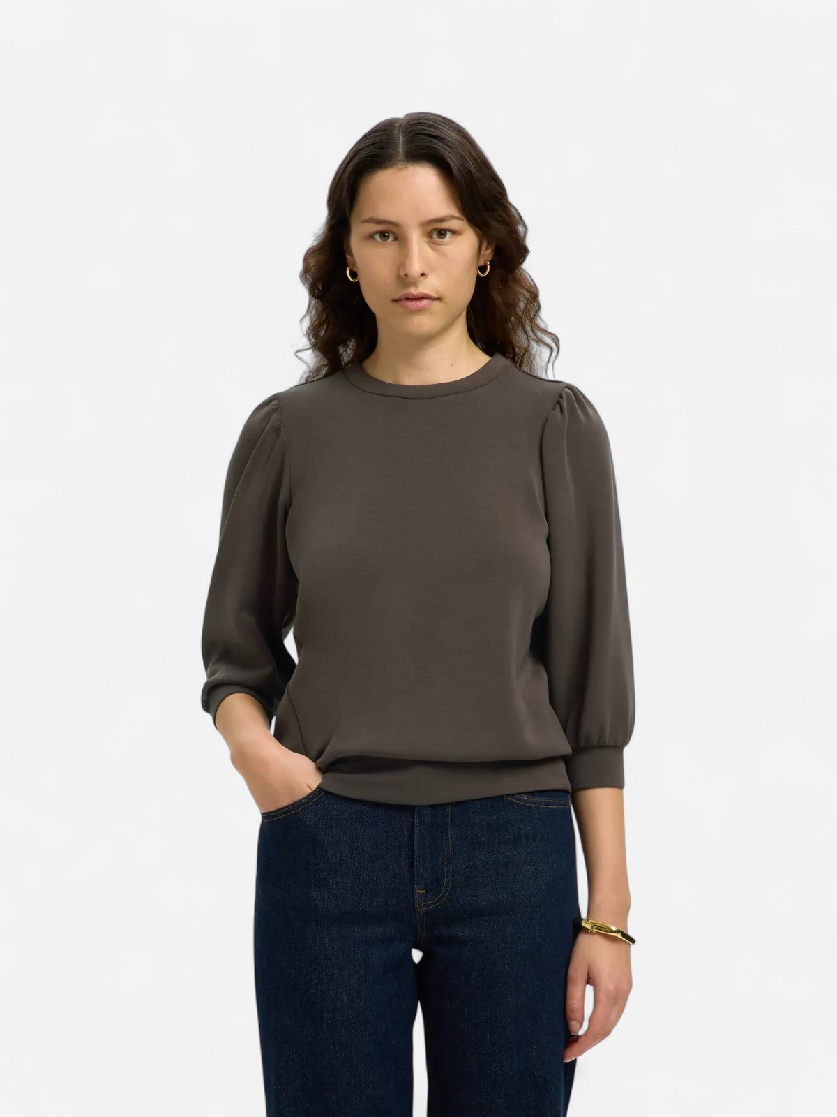Selected Femme Naisten Pusero, SLFTENNY 3/4 SWEAT TOP NOOS Delicioso - Kekäle.fi