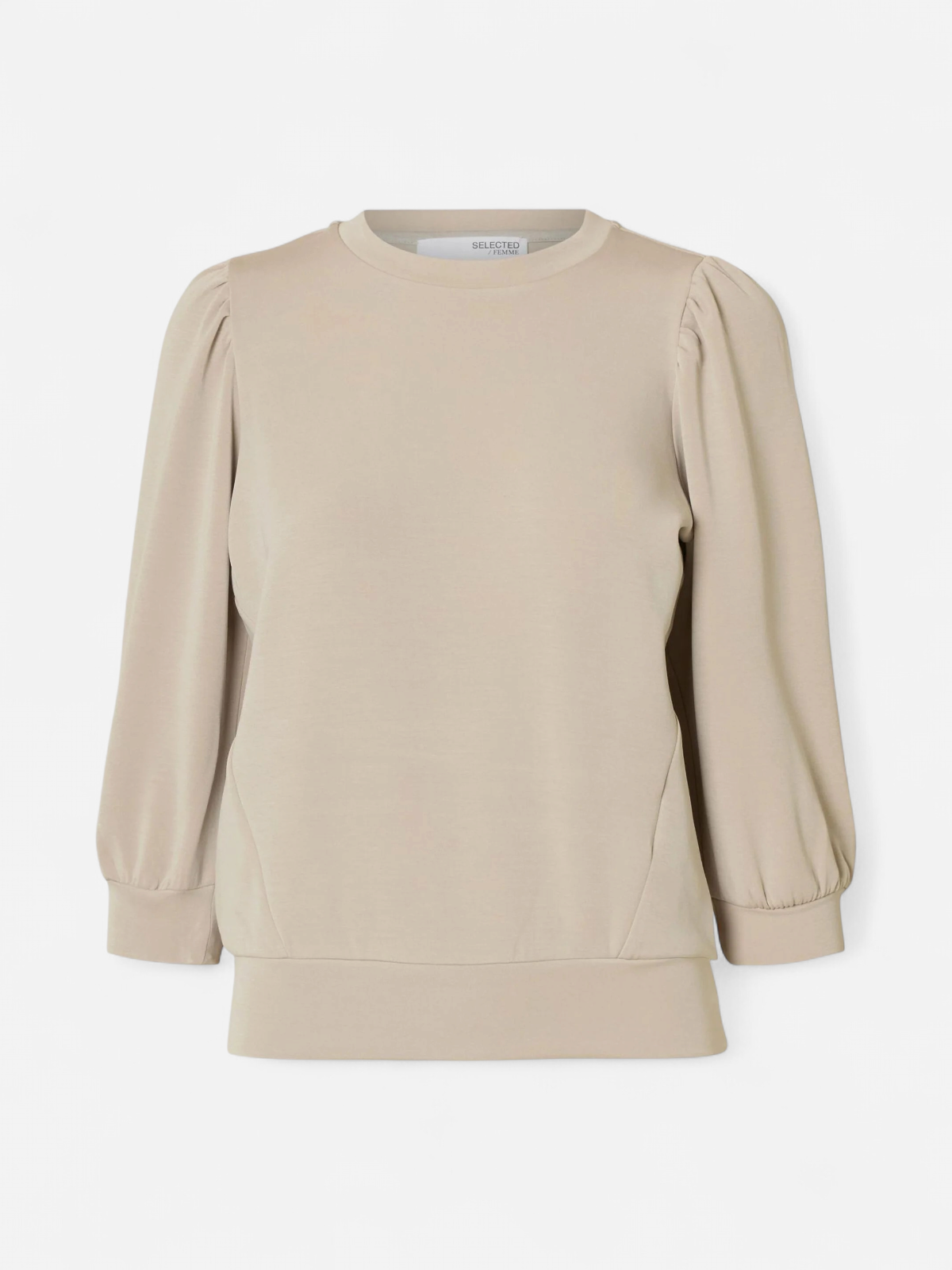 Selected Femme Naisten Pusero, SLFTENNY 3/4 SWEAT TOP NOOS Hiekka - Kekäle.fi
