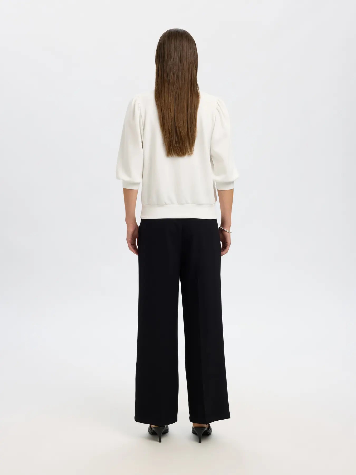 selected-femme-naisten-pusero-slftenny-3-4-sweat-top-noos-snow-white-2