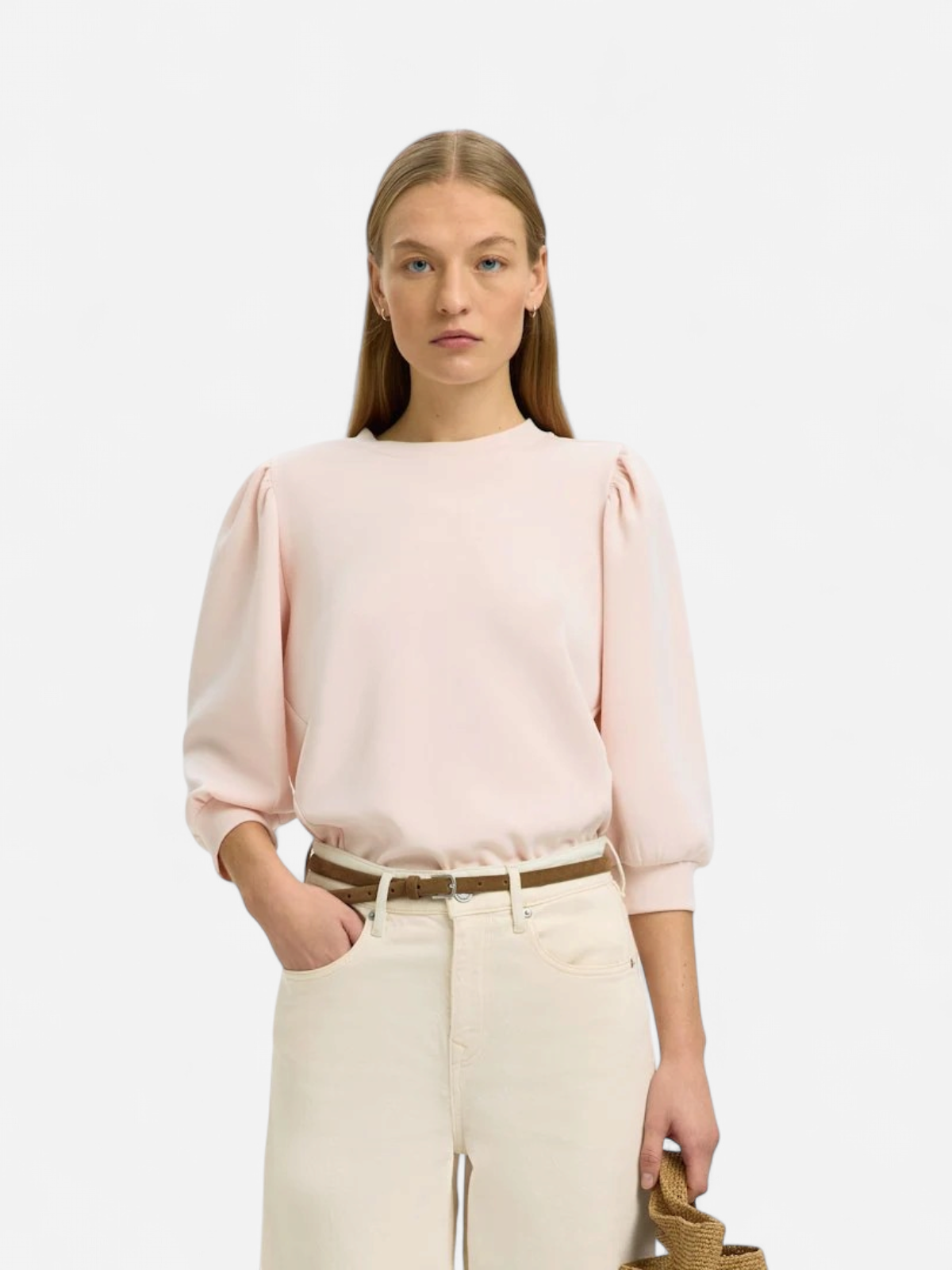 Selected Femme Naisten Pusero, SLFTENNY 3/4 SWEAT TOP NOOS Vaaleanpunainen - Kekäle.fi