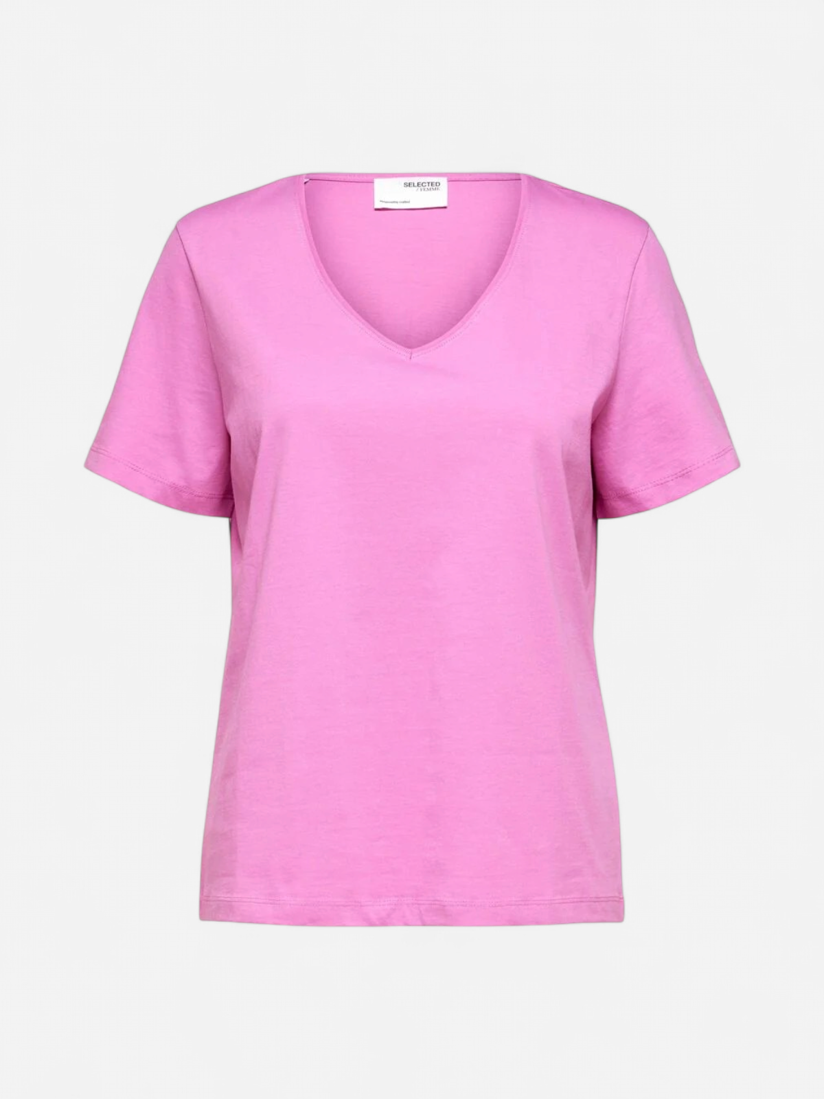 Selected Femme Naisten T-paita SLFESSENTIAL SS V-NECK TEE NOOS Pinkki - Kekäle.fi