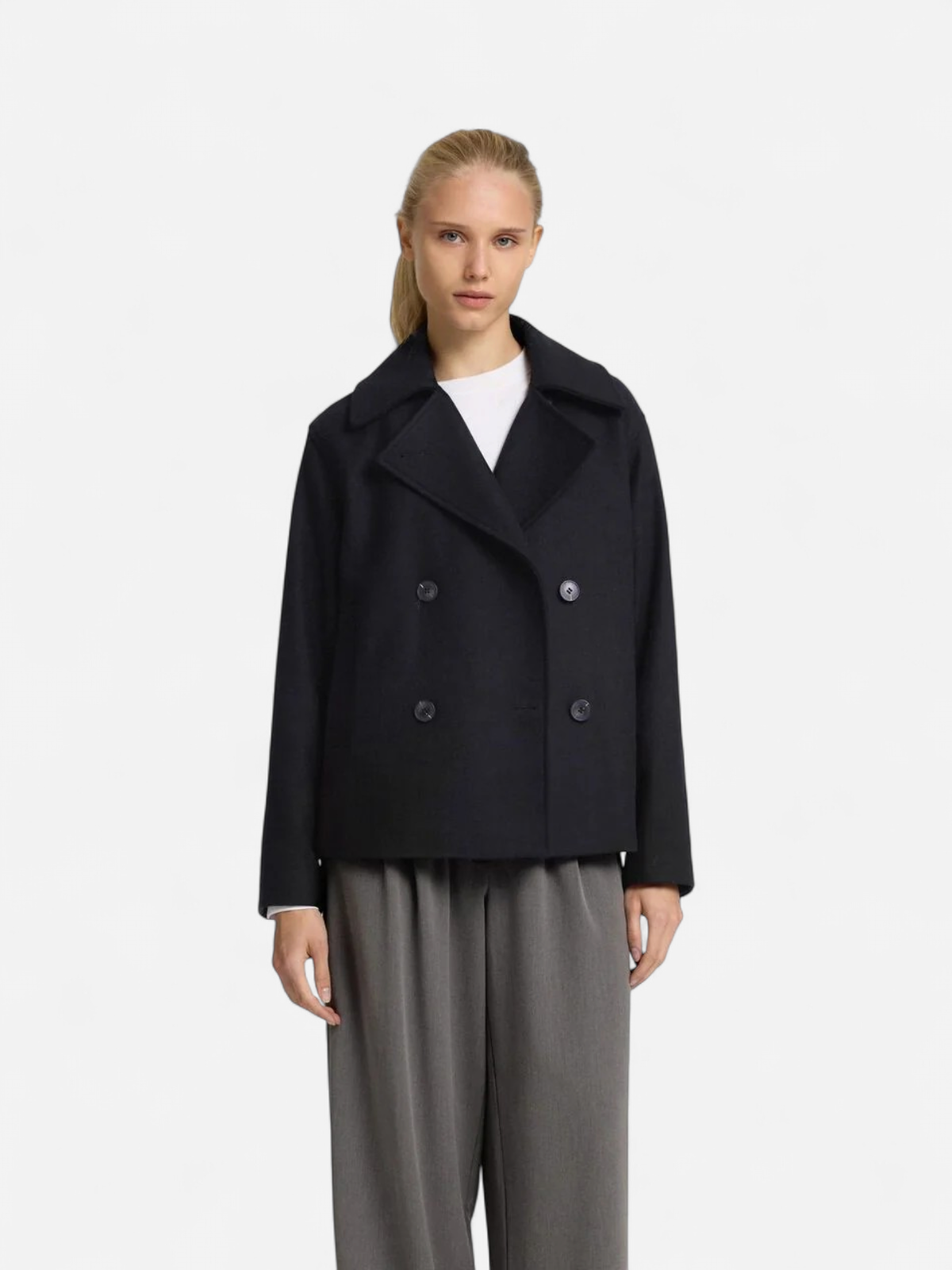 Selected Femme naisten takki, SLFALMA SHORT WOOL JACKET Musta - Kekäle.fi