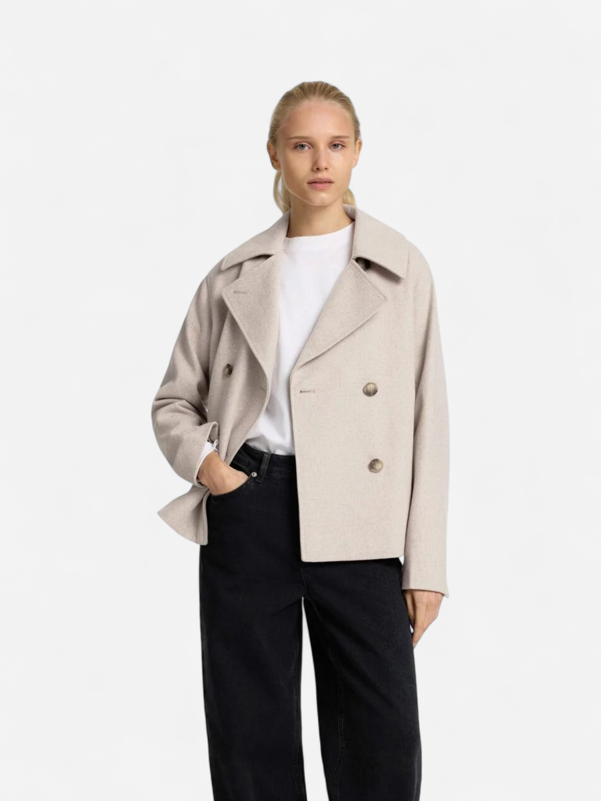 Selected Femme naisten takki, SLFALMA SHORT WOOL JACKET Vaalea Beige - Kekäle.fi