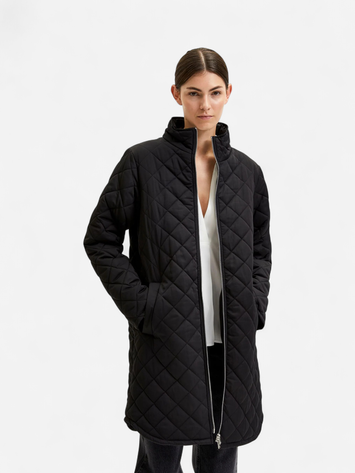 Selected Femme Naisten Tikkitakki SLFFILLY QUILTED COAT B Musta - Kekäle.fi