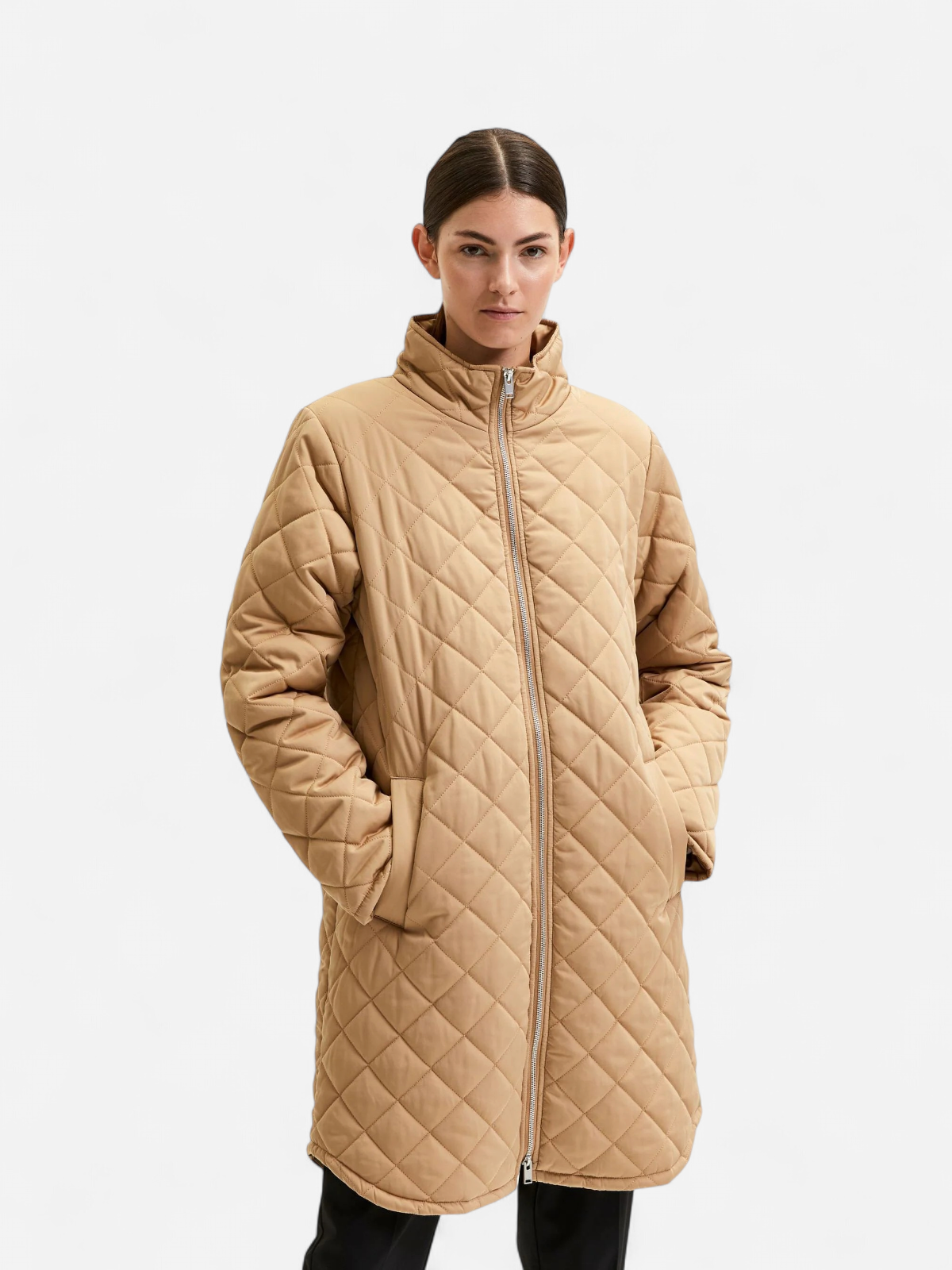 Selected Femme Naisten Tikkitakki SLFFILLY QUILTED COAT B Vaalea Beige - Kekäle.fi