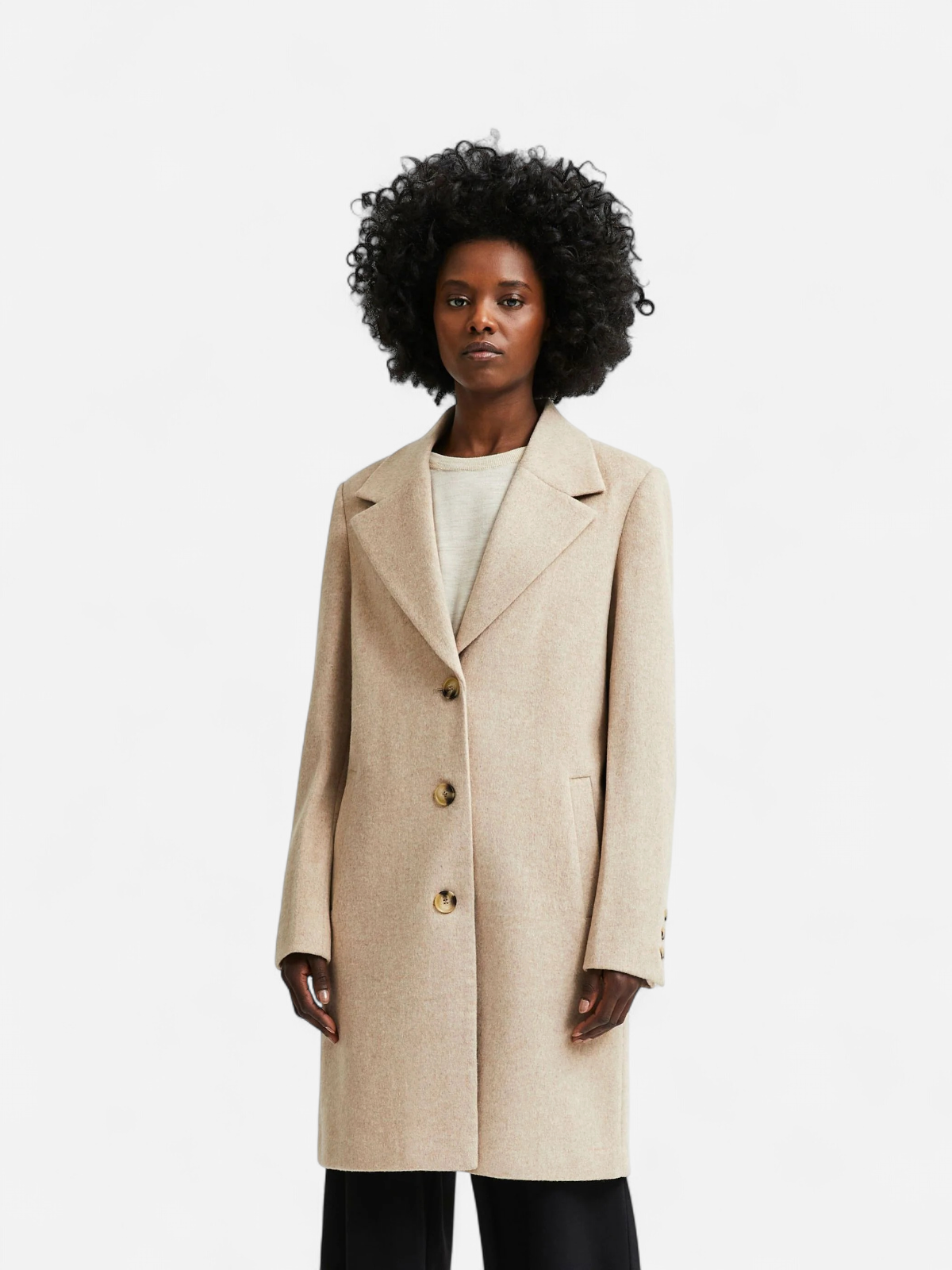 Selected Femme Naisten Villakangastakki, New Sasja Wool Coat Vaalea Beige - Kekäle.fi