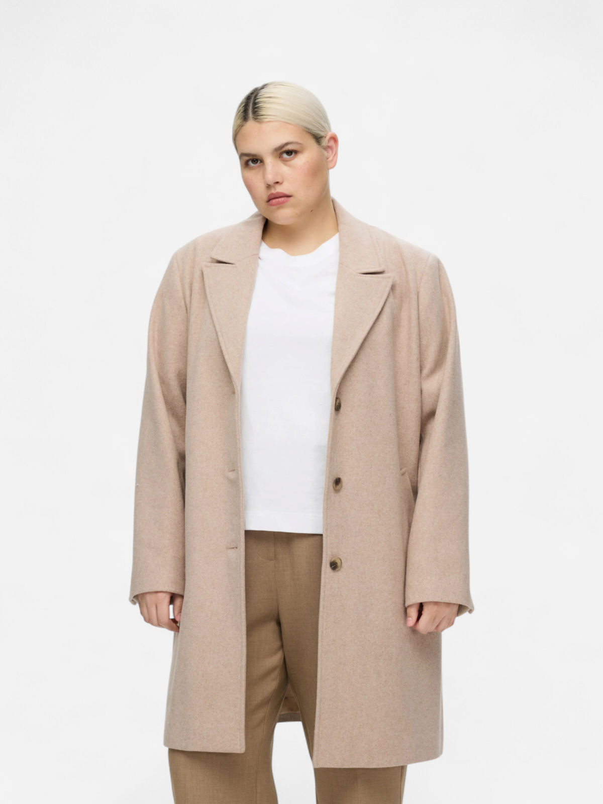 Selected Femme naisten villakangastakki, SLFNEW ALMA WOOL COAT Vaalea Beige - Kekäle.fi