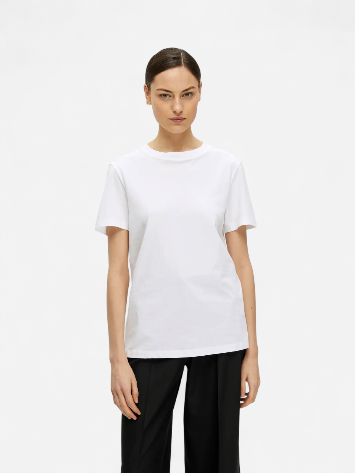 Selected Femme t-paita, SLFMYESSENTIAL SS O-NECK TEE Bright White - Kekäle.fi