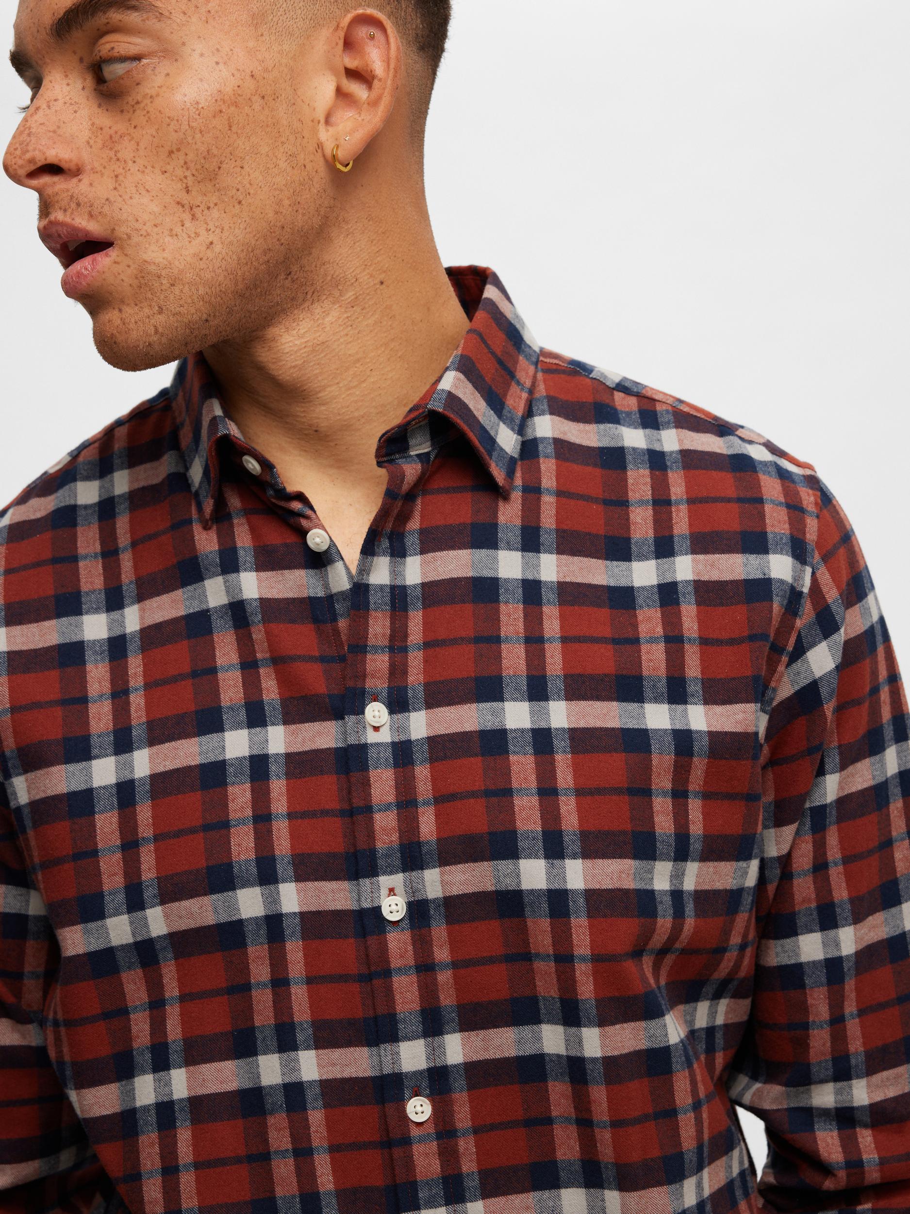 selected-flanelipaita-slim-oven-flannel-shirt-oranssiruutu-4