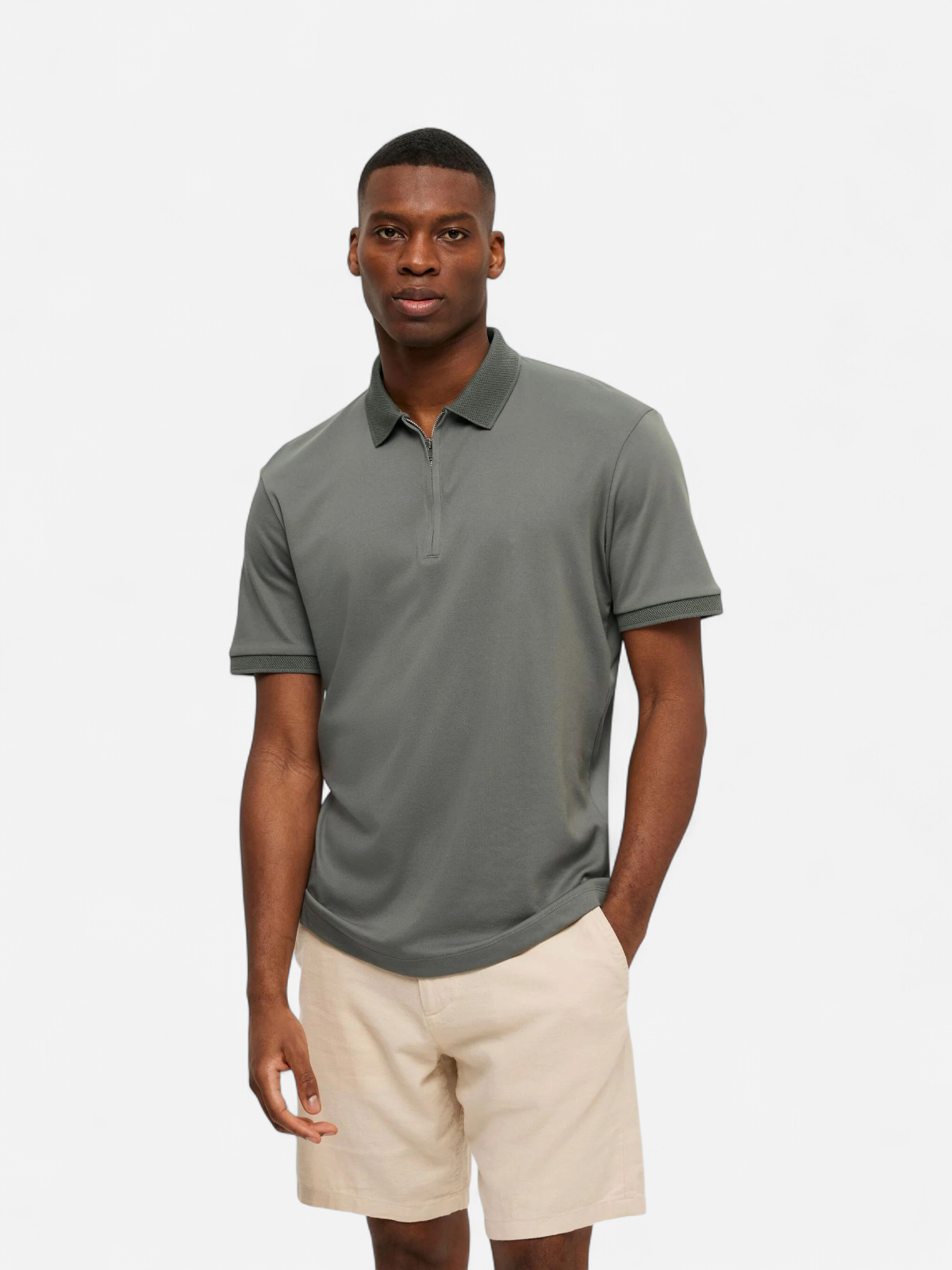 Selected Homme Fave Zip Polo Armeijanvihreä - Kekäle.fi