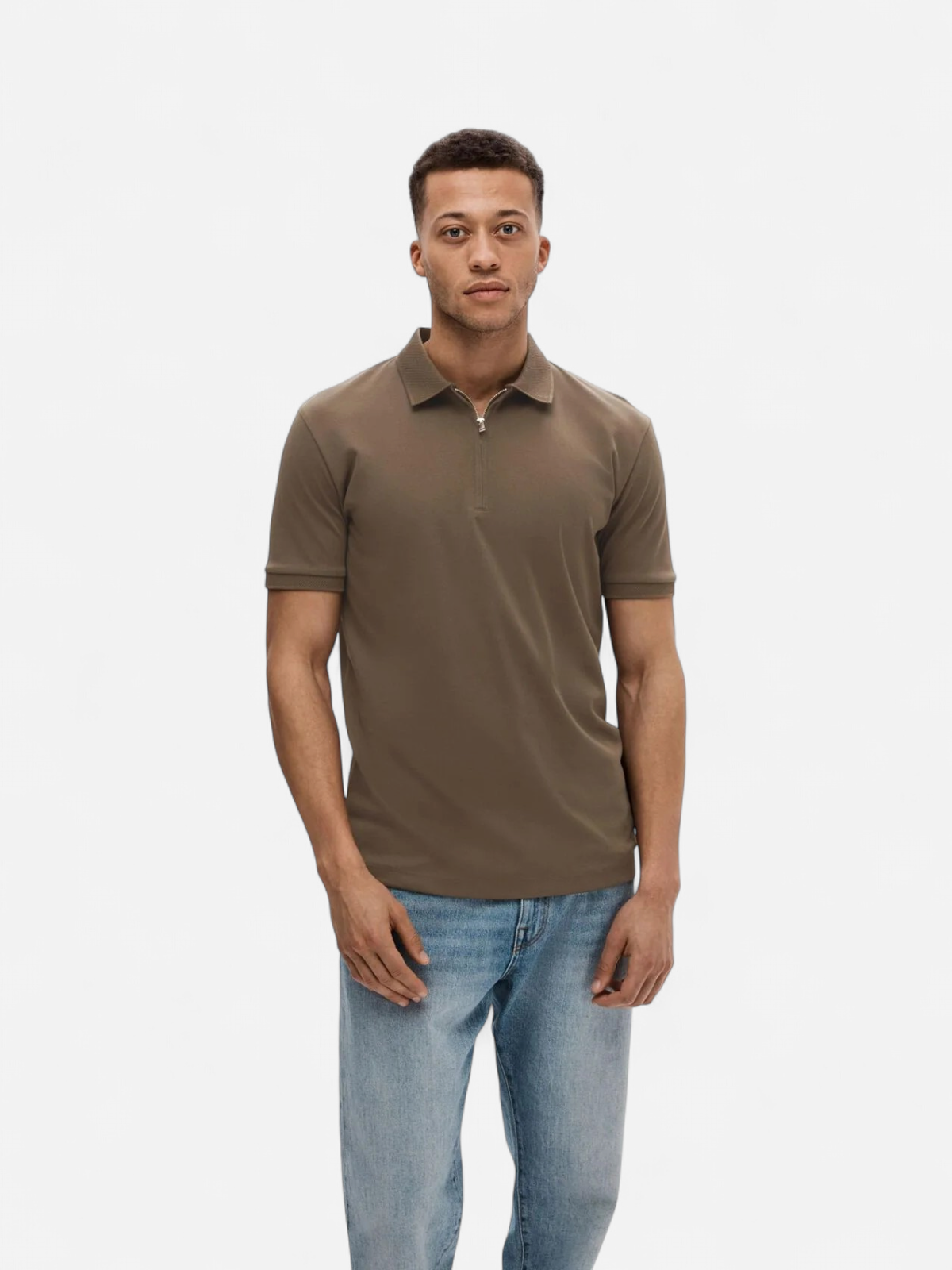 Selected Homme Fave Zip Polo Keskiruskea - Kekäle.fi