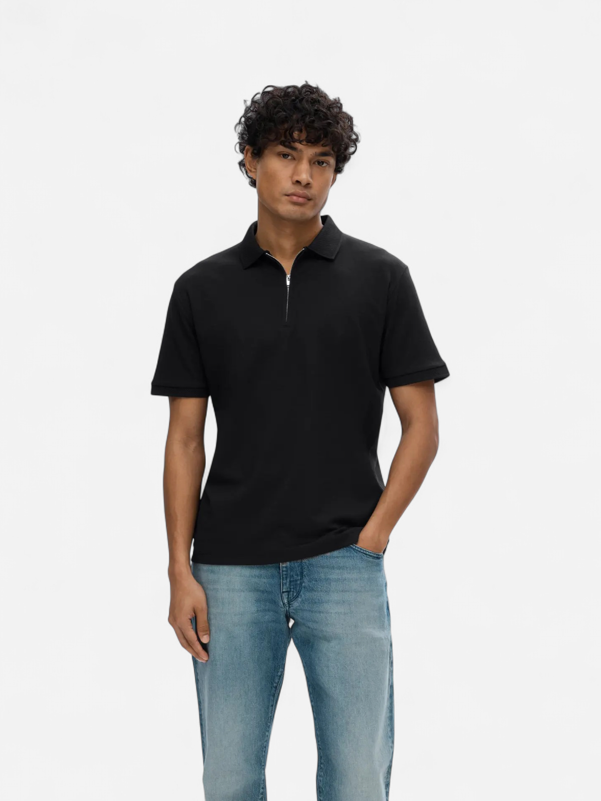 Selected Homme Fave Zip Polo Musta - Kekäle.fi