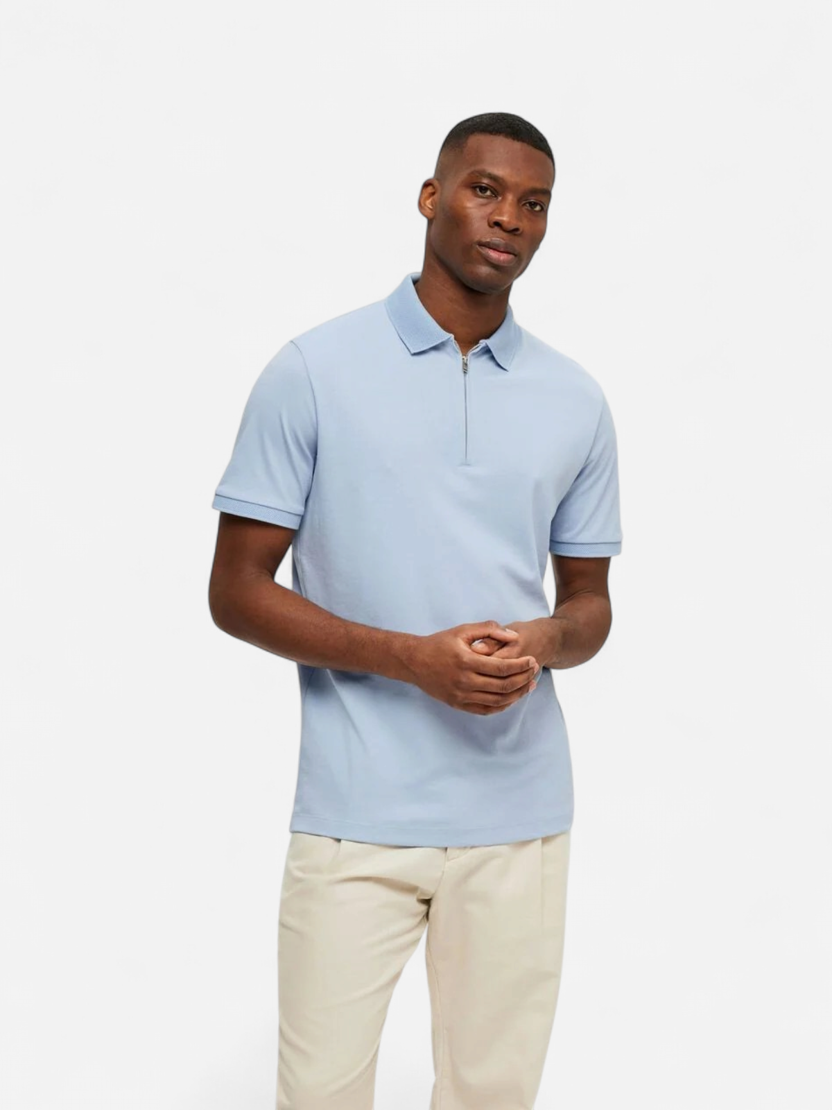 Selected Homme Fave Zip Polo Vaaleansininen - Kekäle.fi