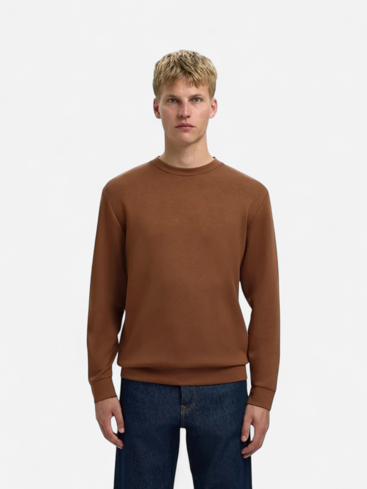Selected miesten college, MANUEL SOFT CREW NECK Soft Silt - Kekäle.fi