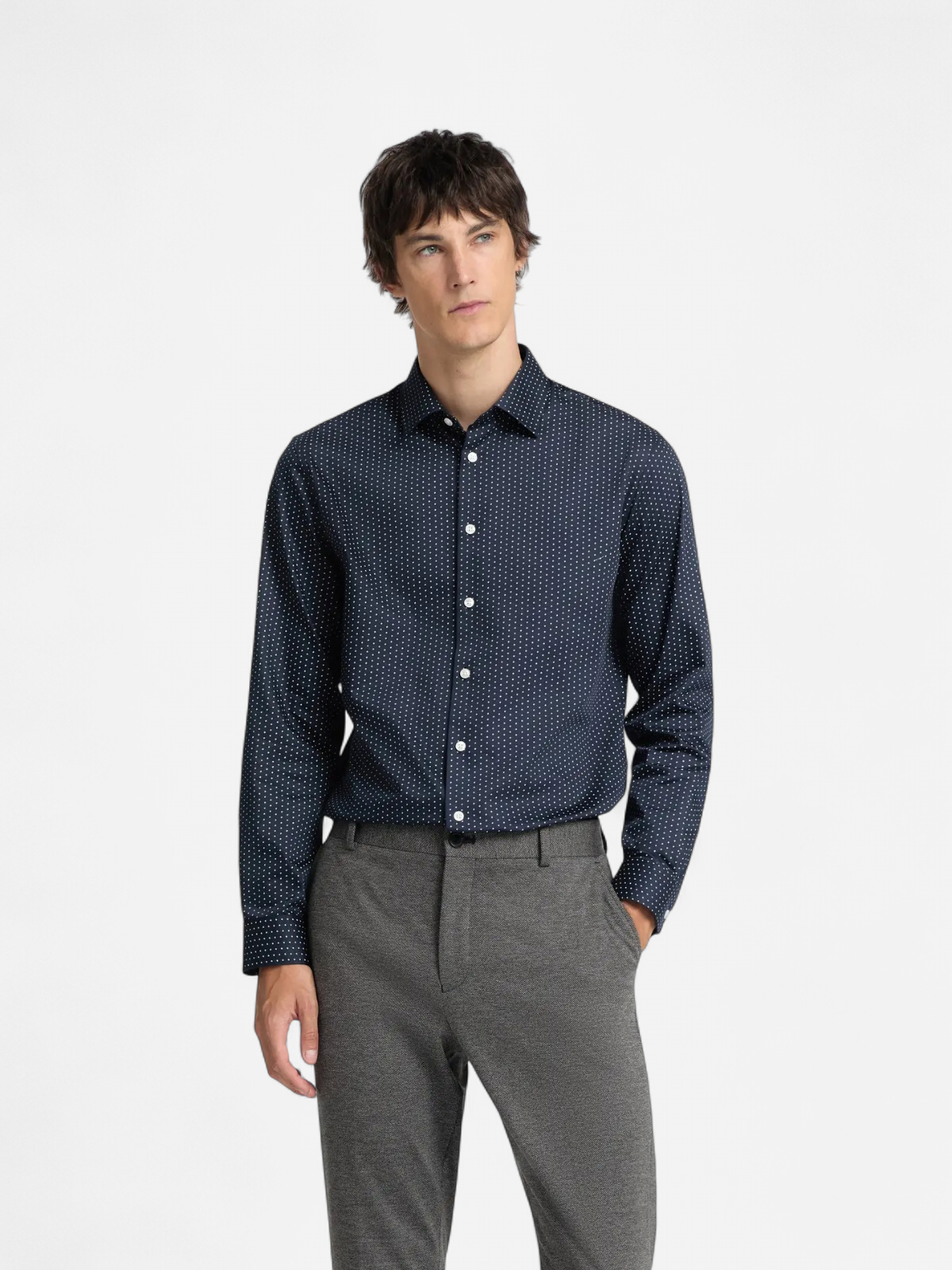 Selected Miesten Kauluspaita, SLIM PERFORMANCE SHIRT Sky Captain White - Kekäle.fi