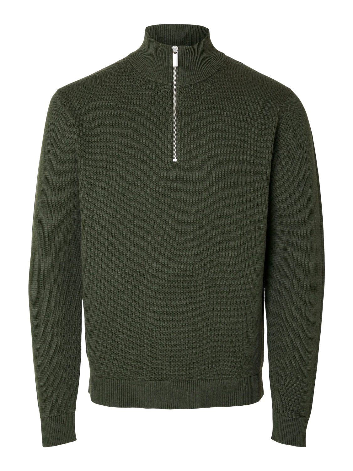 selected-miesten-neulepusero-dane-ls-knit-structure-half-zip-armeijanvihrea-2