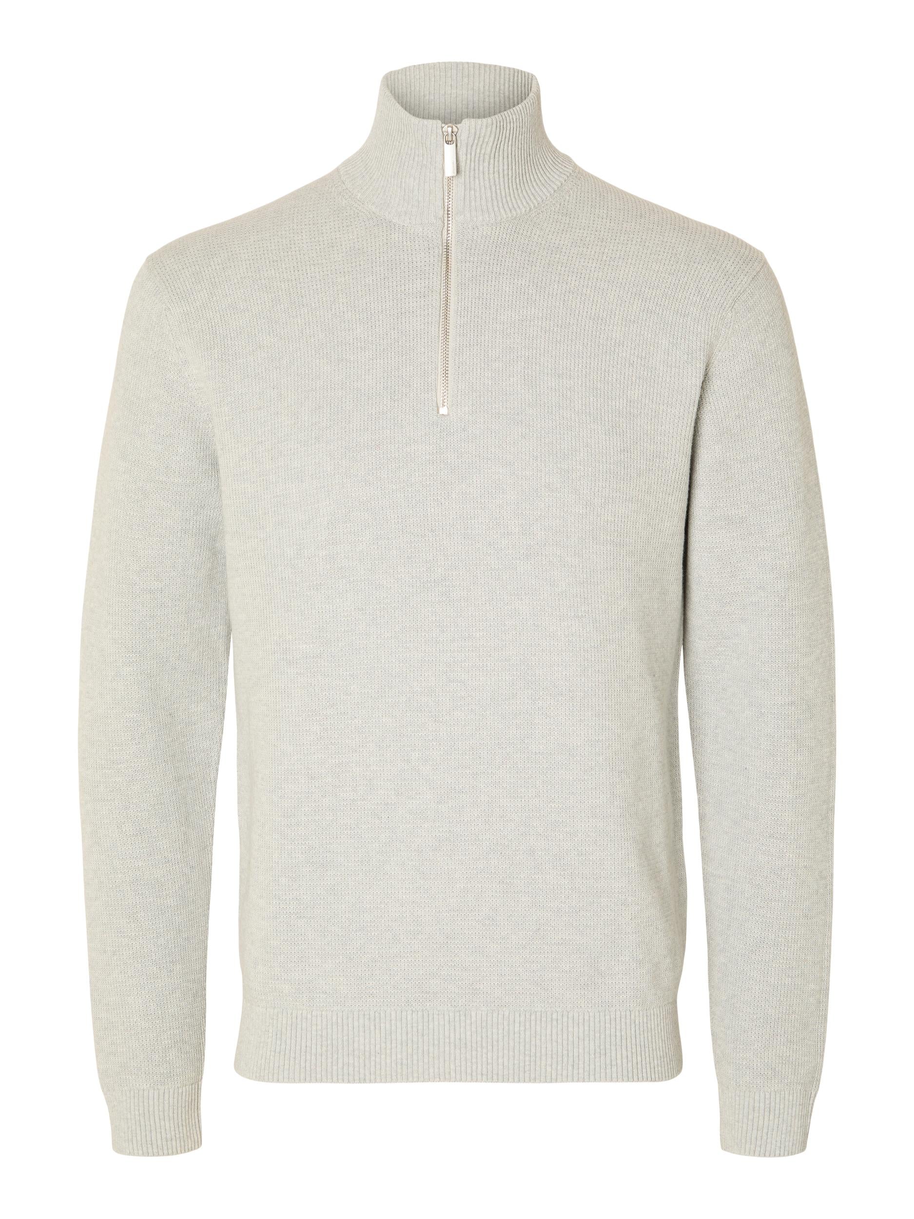 selected-miesten-neulepusero-dane-ls-knit-structure-half-zip-vaaleanharmaa-1