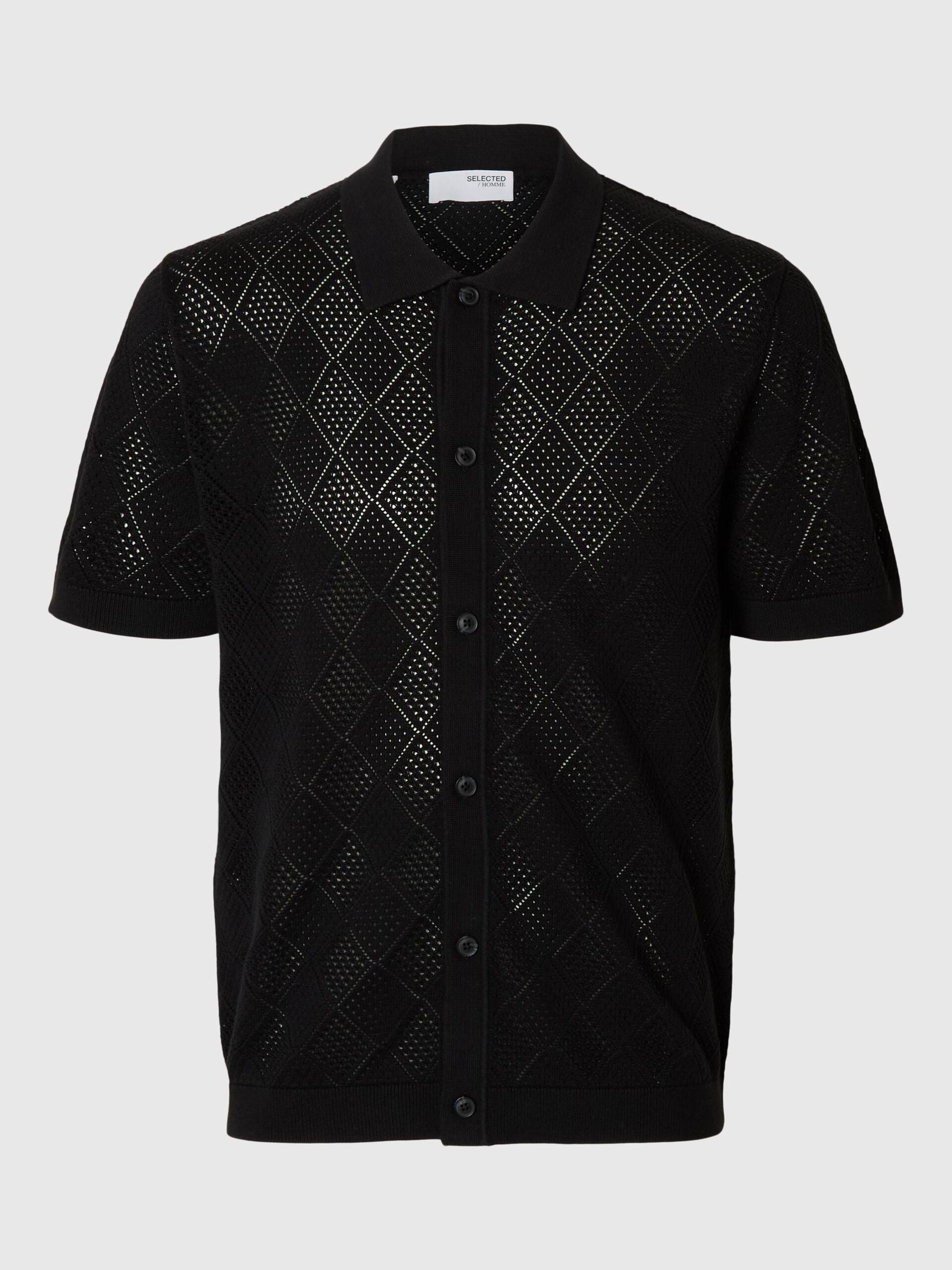 selected-miesten-paita-arco-ss-knit-structure-polo-musta-3