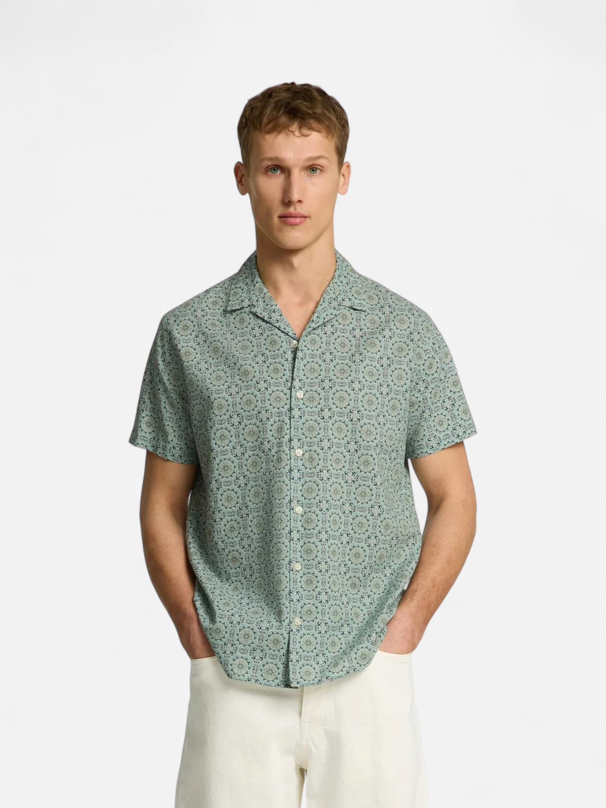 Selected Miesten Paita NEW LINEN SHIRT RESORT Vihreä Kuosi - Kekäle.fi