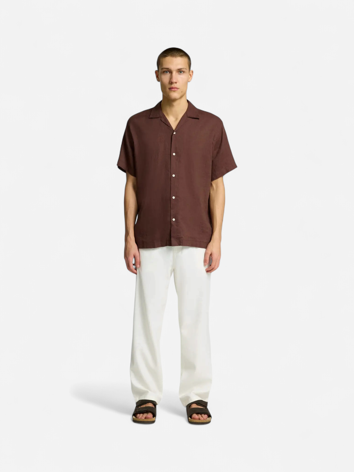 Selected miesten pellavasekoitehousut Loose Brody Linen Pant, valkoinen - Kekäle.fi