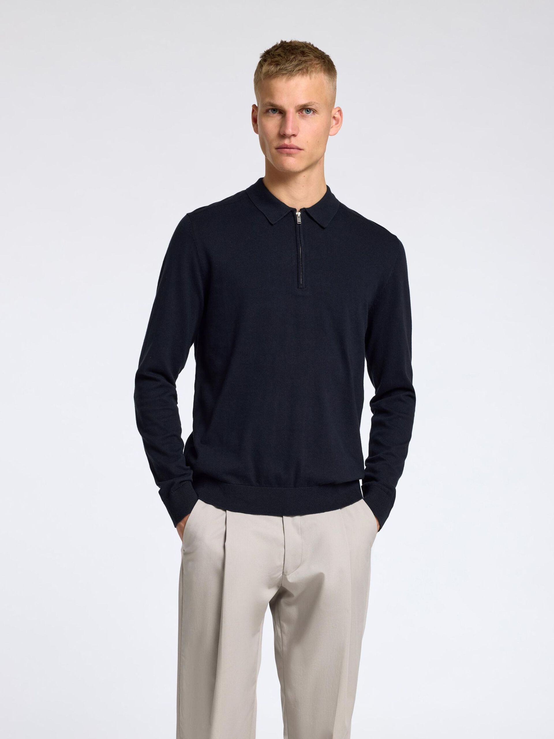 selected-miesten-pitkahihainen-pikeepaita-slhberg-ls-half-zip-polo-tummansininen-1