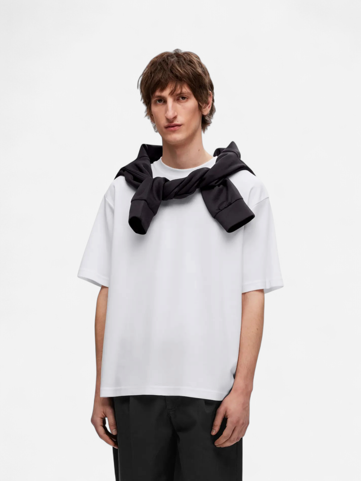 Selected miesten t-paita, LOOSE OSCAR SS O-NECK Bright White - Kekäle.fi