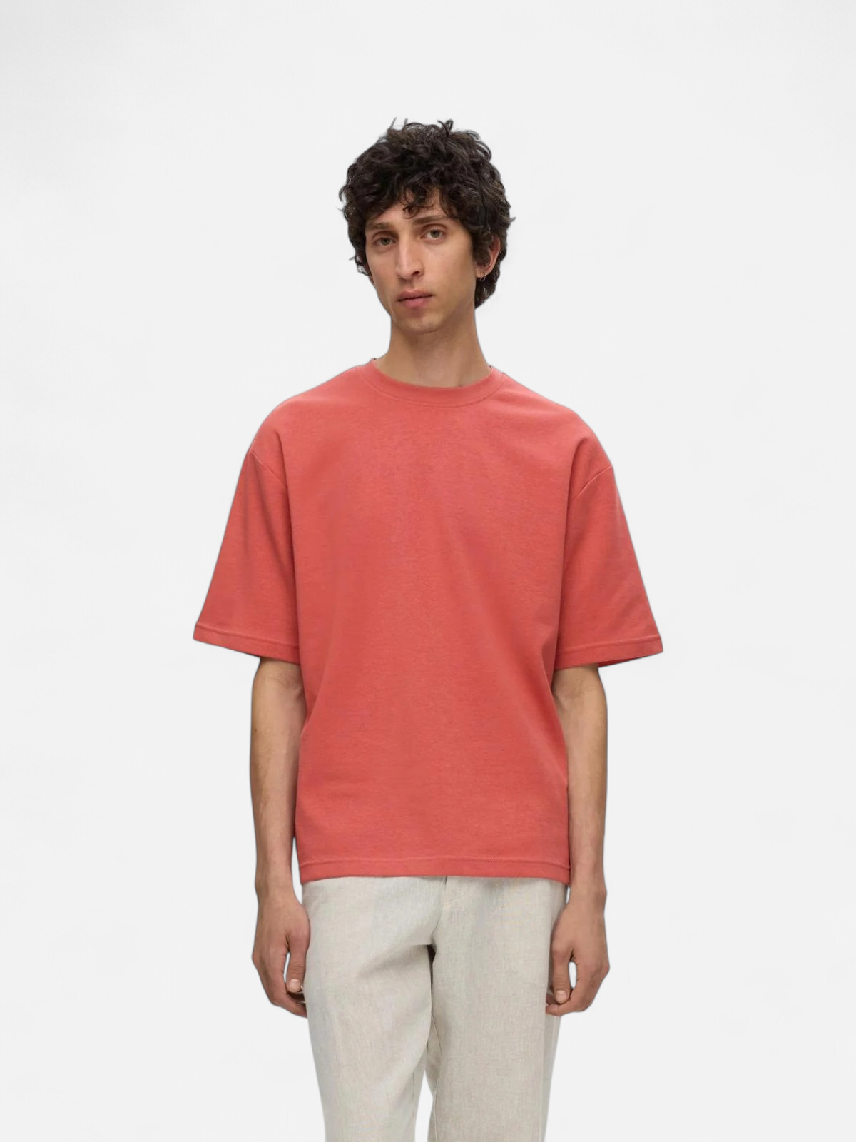 Selected miesten t-paita, LOOSE OSCAR SS O-NECK Punainen - Kekäle.fi