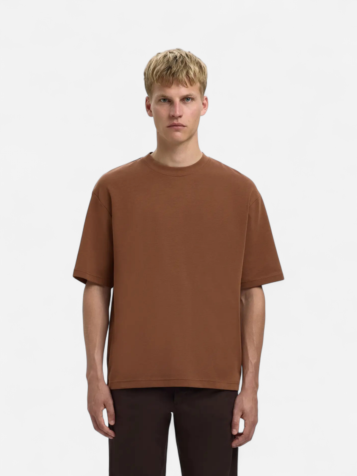 Selected miesten t-paita, LOOSE OSCAR SS O-NECK Soft Silt - Kekäle.fi