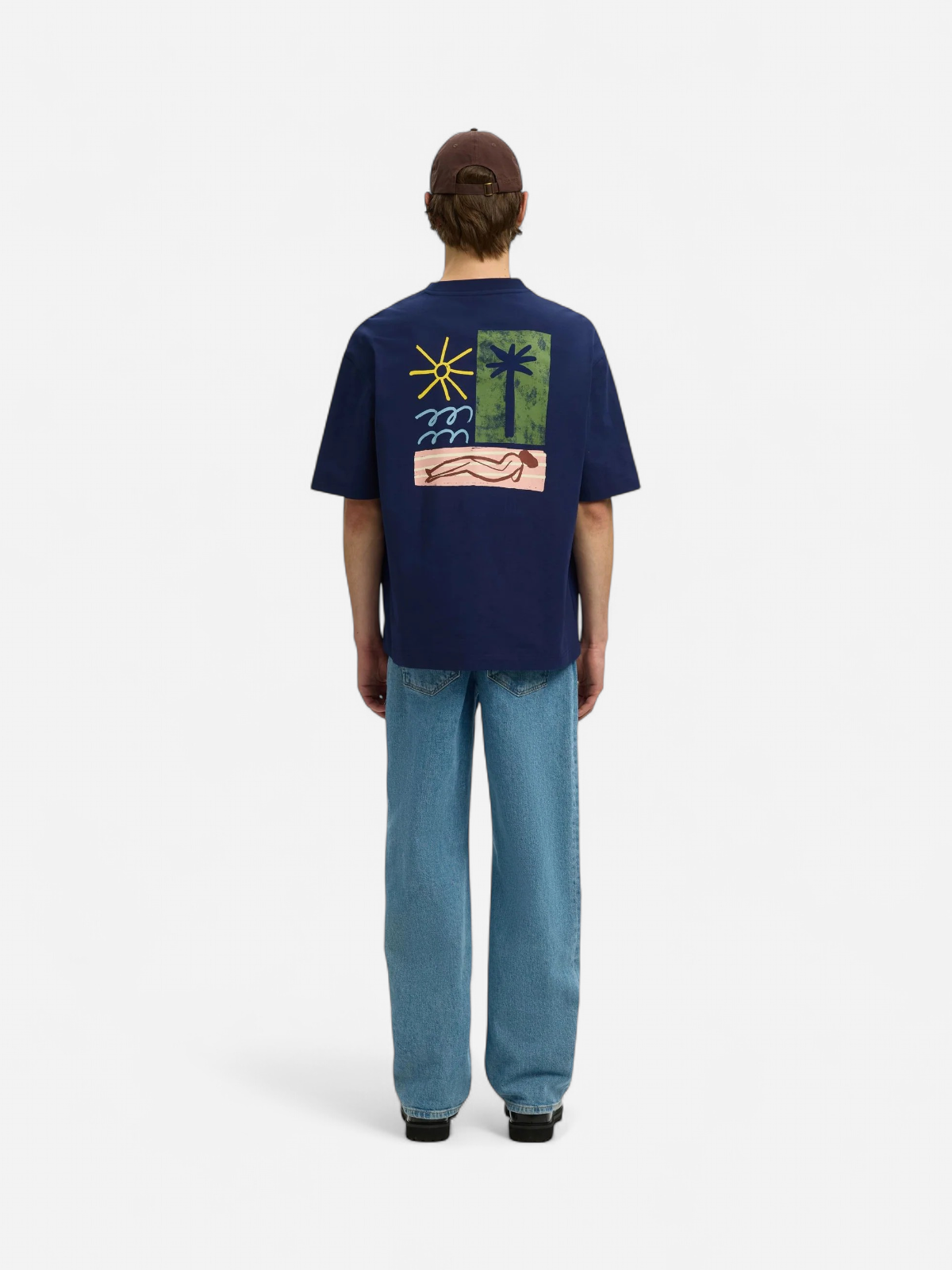 Selected miesten t-paita Relaxed Norman License SS Tee, Ocean Cavern - Kekäle.fi