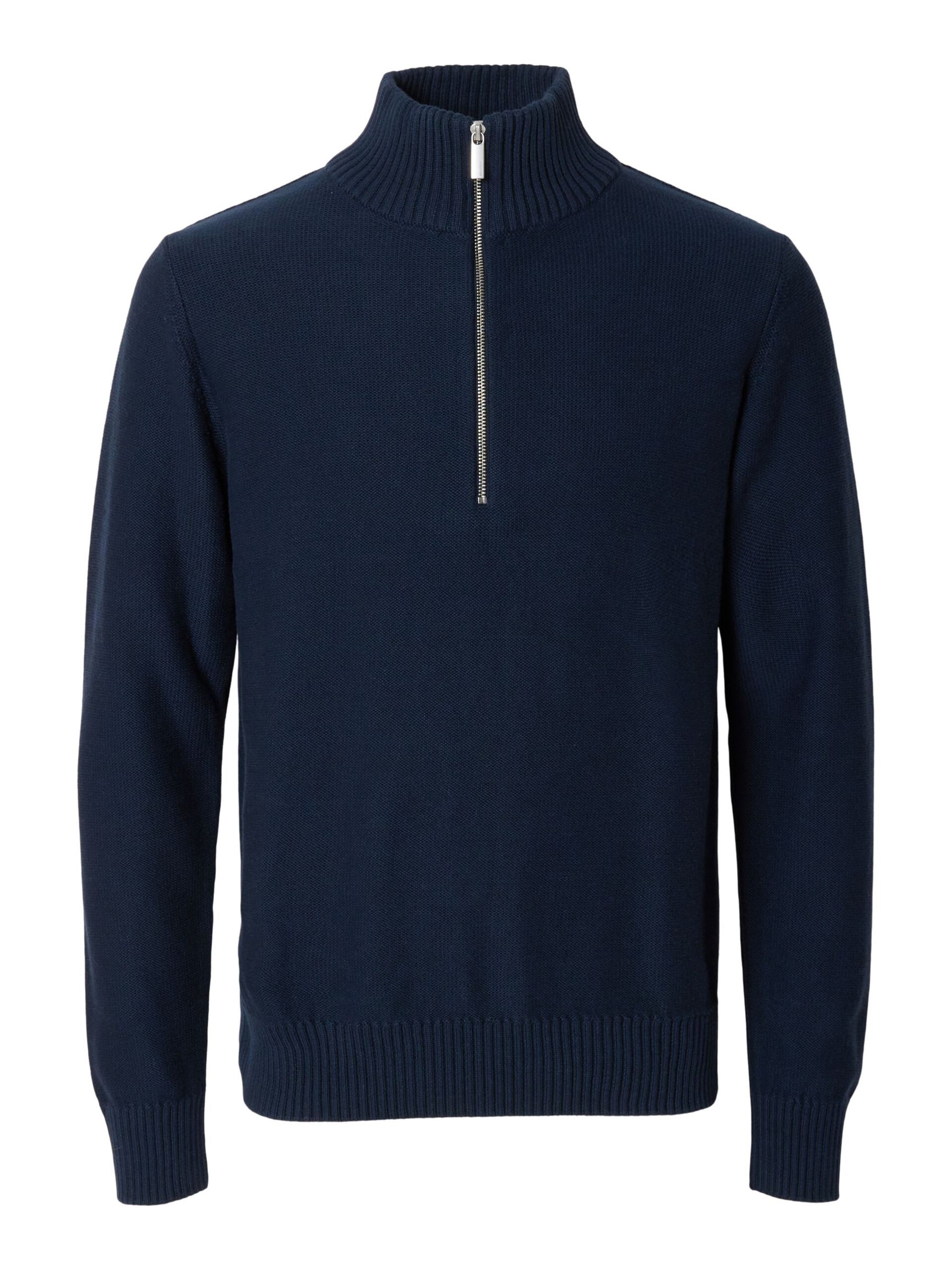 selected-neule-axel-ls-knit-half-zip-tummansininen-3