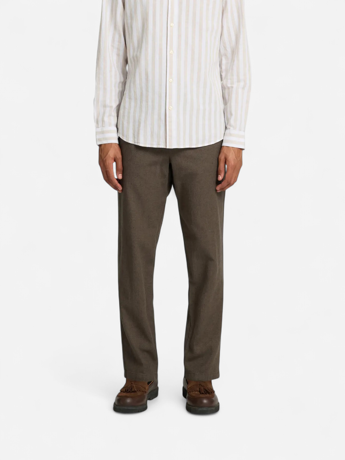 Selected pellavahousut, SLIM TAPE BRODY LINEN PANT Forest Night Mixed W. Kal - Kekäle.fi
