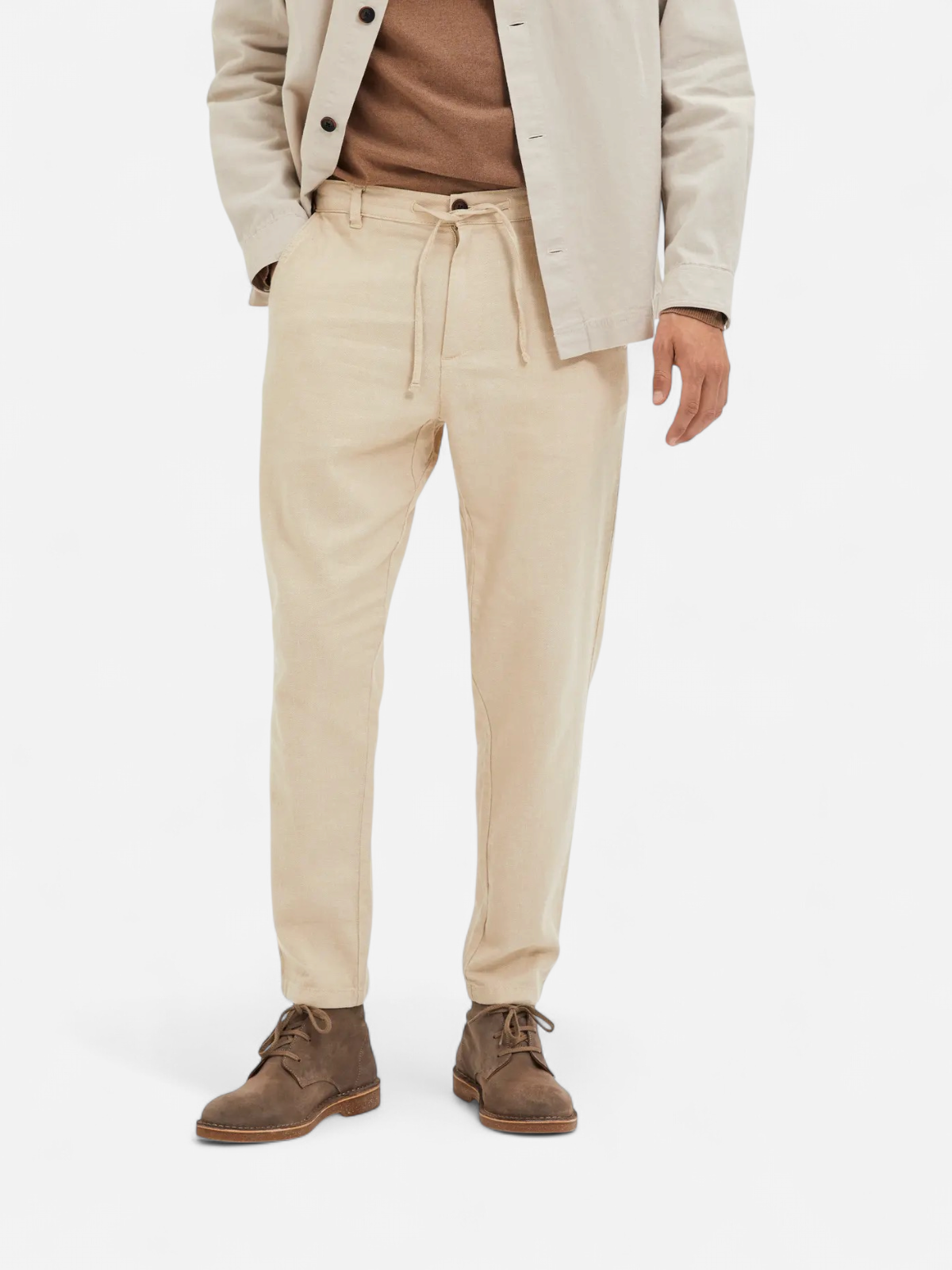 Selected pellavahousut Slim Tape Brody Linen Pant, Incense Mixed W. Oatmeal - Kekäle.fi