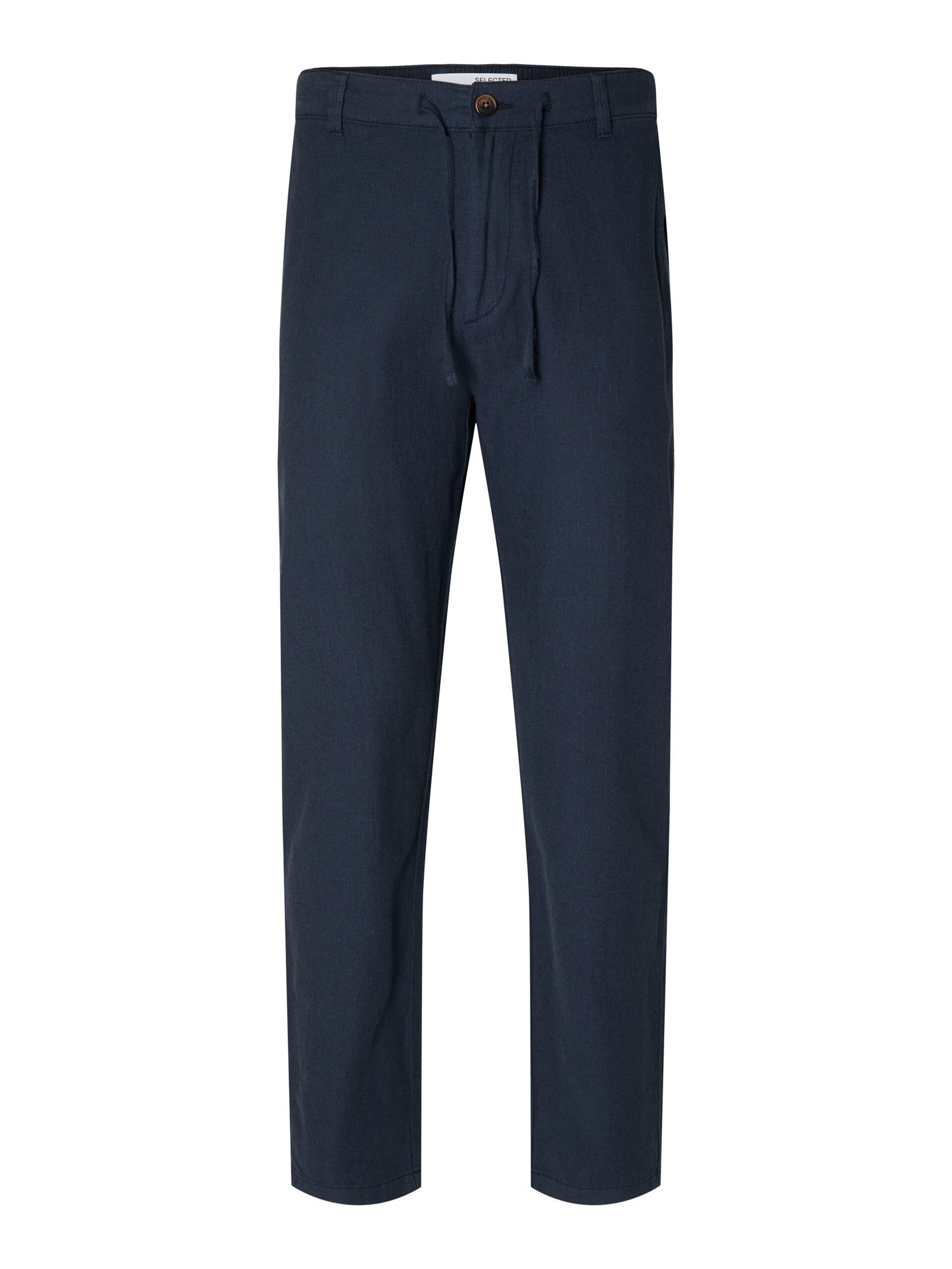 selected-pellavahousut-slim-tape-brody-linen-pant-tummansininen-3