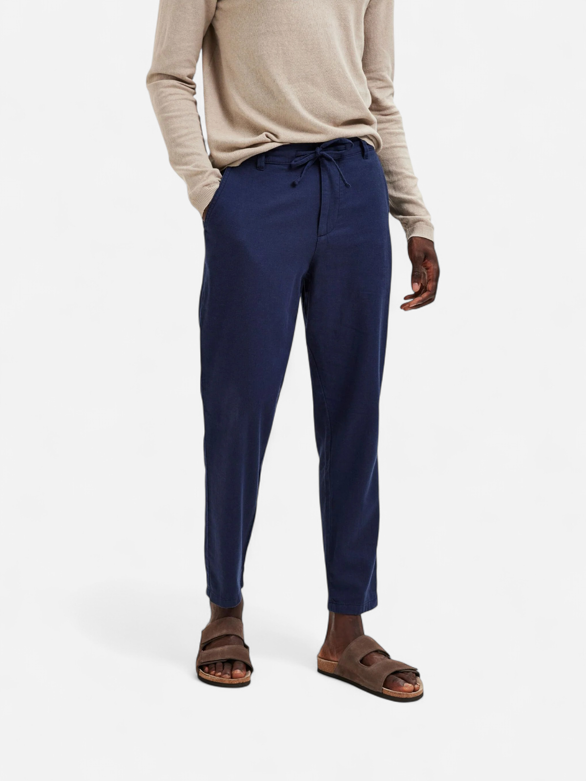 Selected pellavahousut, SLIM TAPE BRODY LINEN PANT Tummansininen - Kekäle.fi