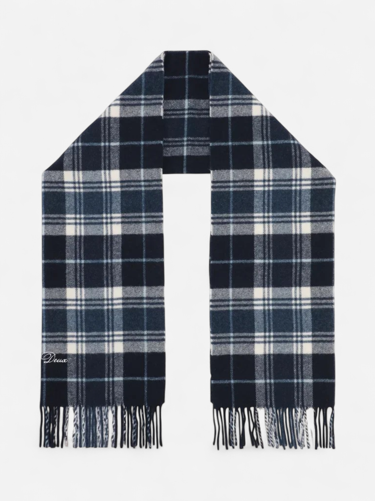Les Deux miesten huivi Signature Check Scarf, tummansininen - Kekäle.fi
