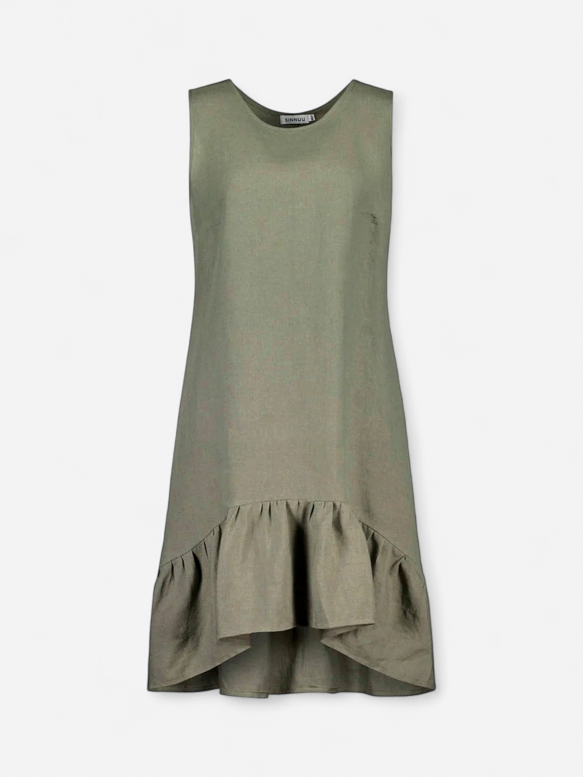 Sinnuu Naisten Pellavamekko, Sinnuu Camilla SL Mekko Khaki - Kekäle.fi