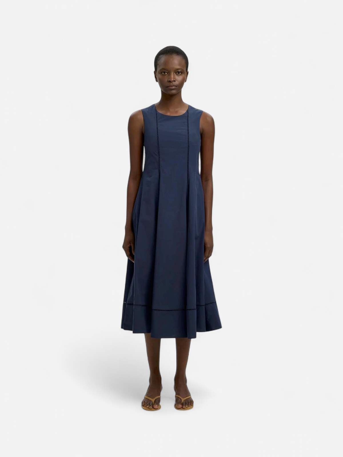 SLFDELIA REG SL MIDI LADDER STITCH DRESS Dark Sapphire - Kekäle.fi