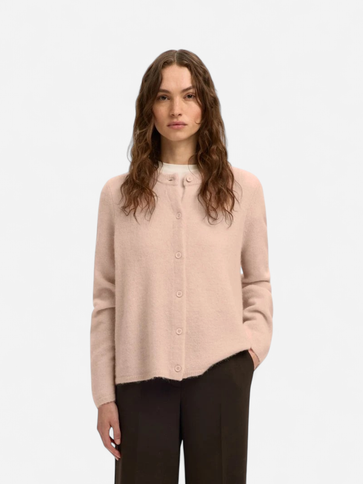 Selected Femme naisten neuletakki SLFLULU NEW LS KNIT CARDIGAN, Pale Dogwood Melange - Kekäle.fi