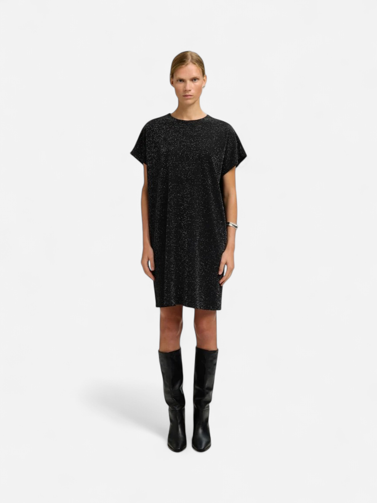 Selected Femme Naisten juhlamekko Oversized Sandra SS, Black/Silver - Kekäle.fi