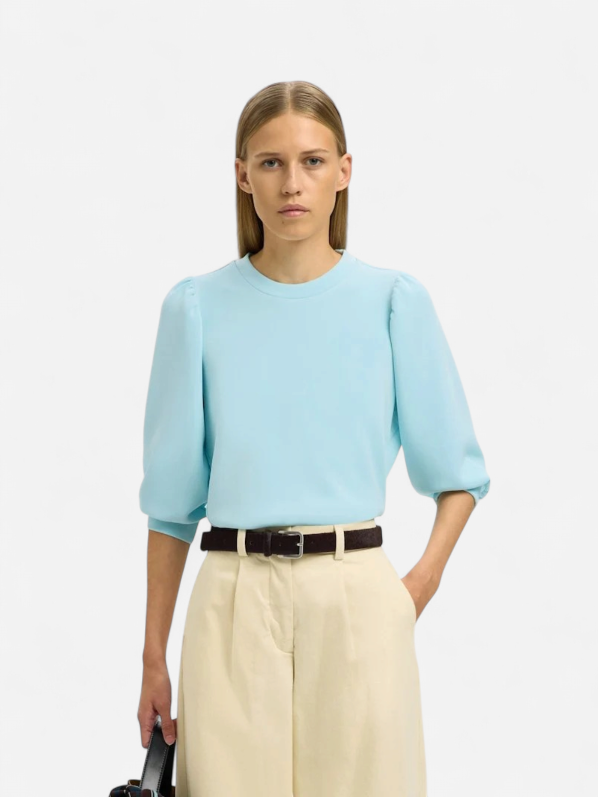 Selected Femme Naisten Pusero SLFTENNY 3/4 SWEAT TOP NOOS, Blue Glow - Kekäle.fi