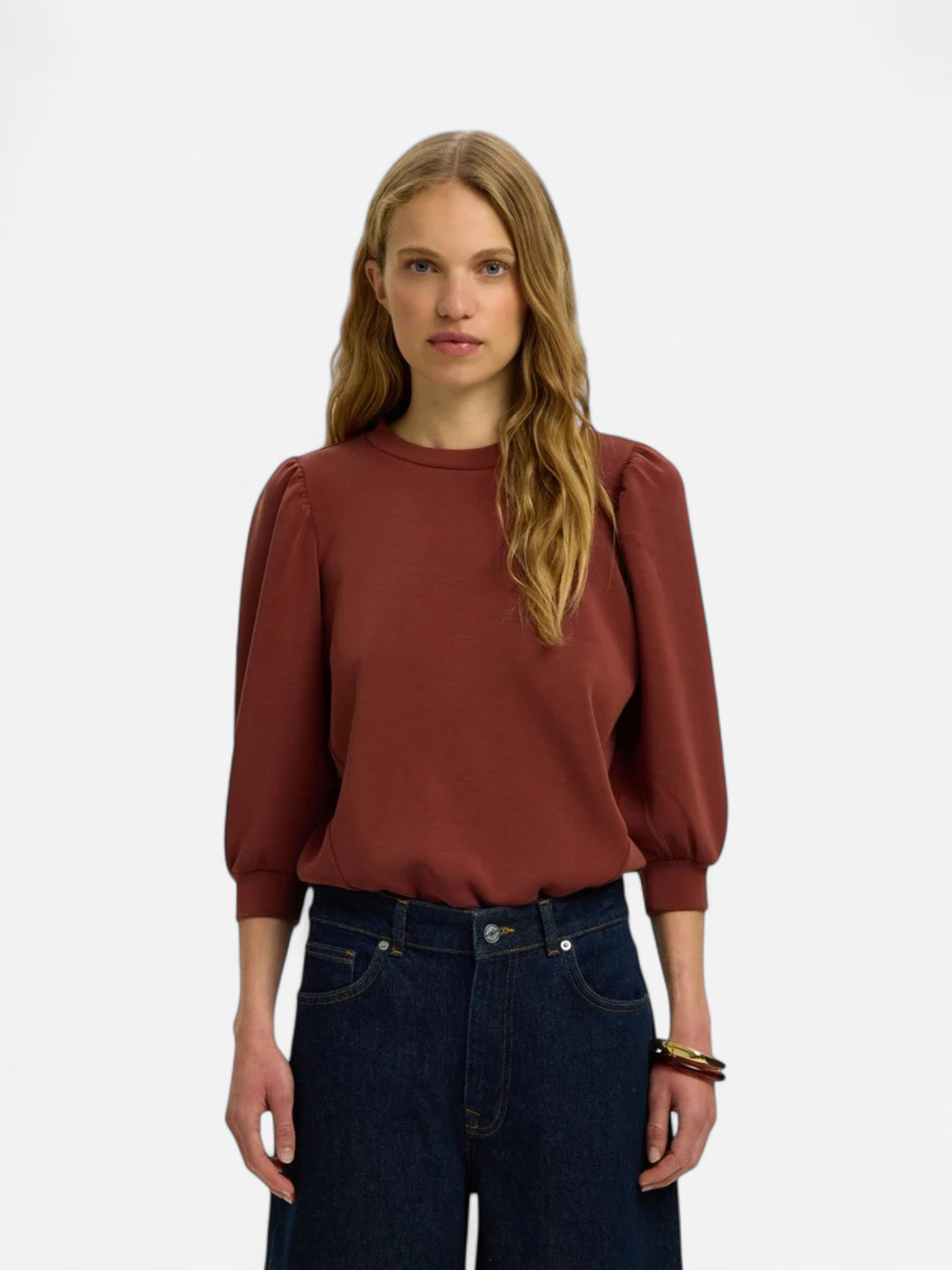 SLFTENNY 3/4 SWEAT TOP NOOS Cherry Mahogany - Kekäle.fi
