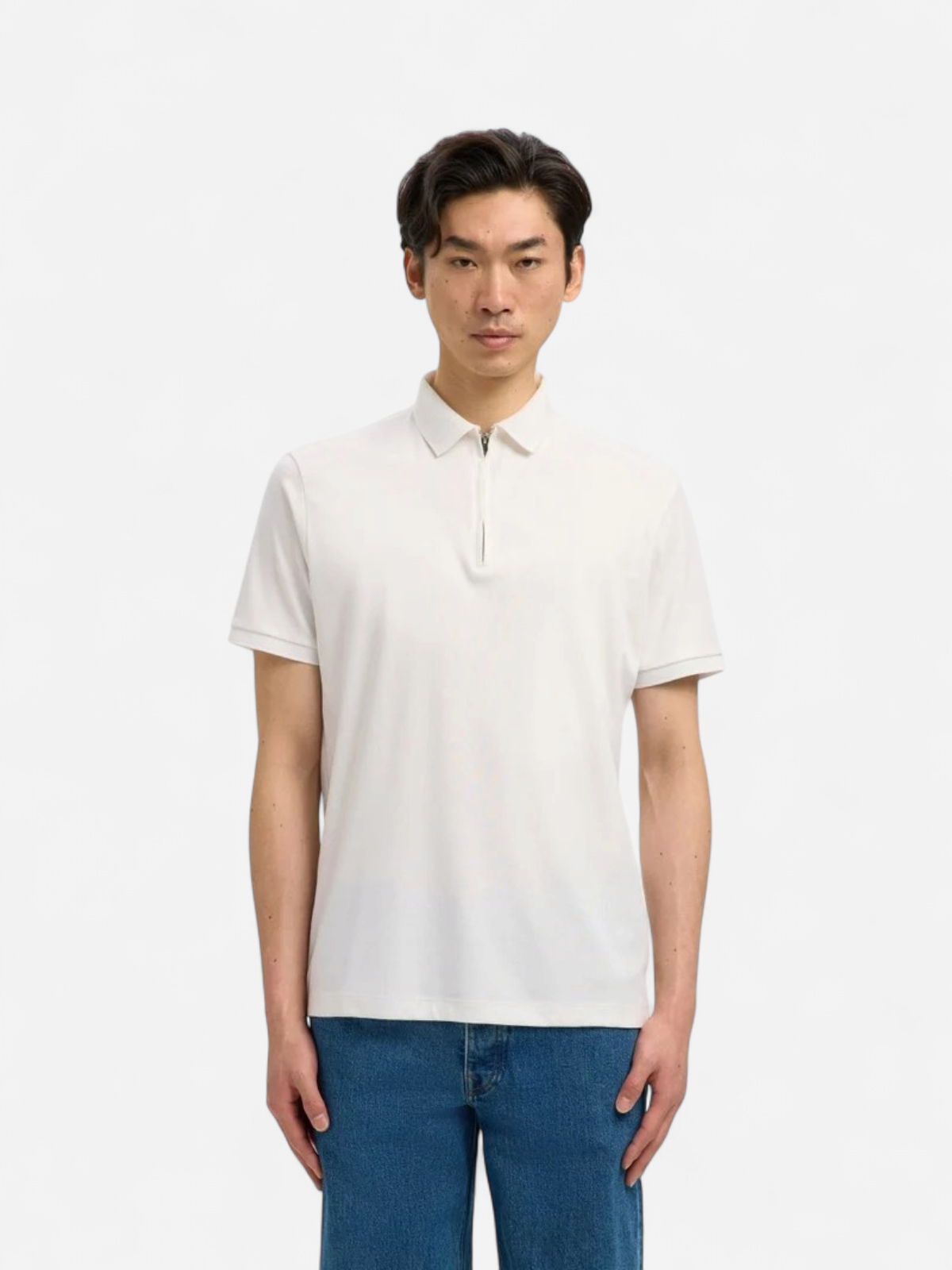 SLHFAVE ZIP SS POLO NOOS H Cloud Dancer - Kekäle.fi