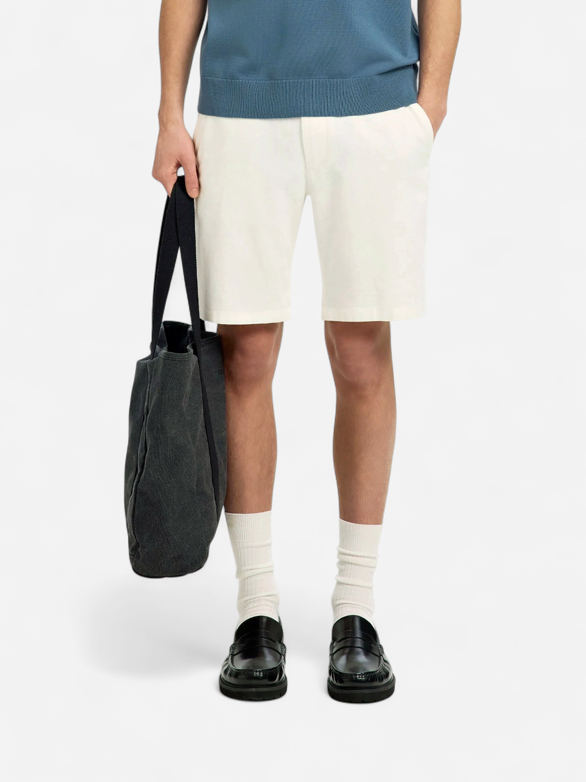 SLHREGULAR-BRODY LINEN BLD SHORTS NOOS Cloud Dancer - Kekäle.fi