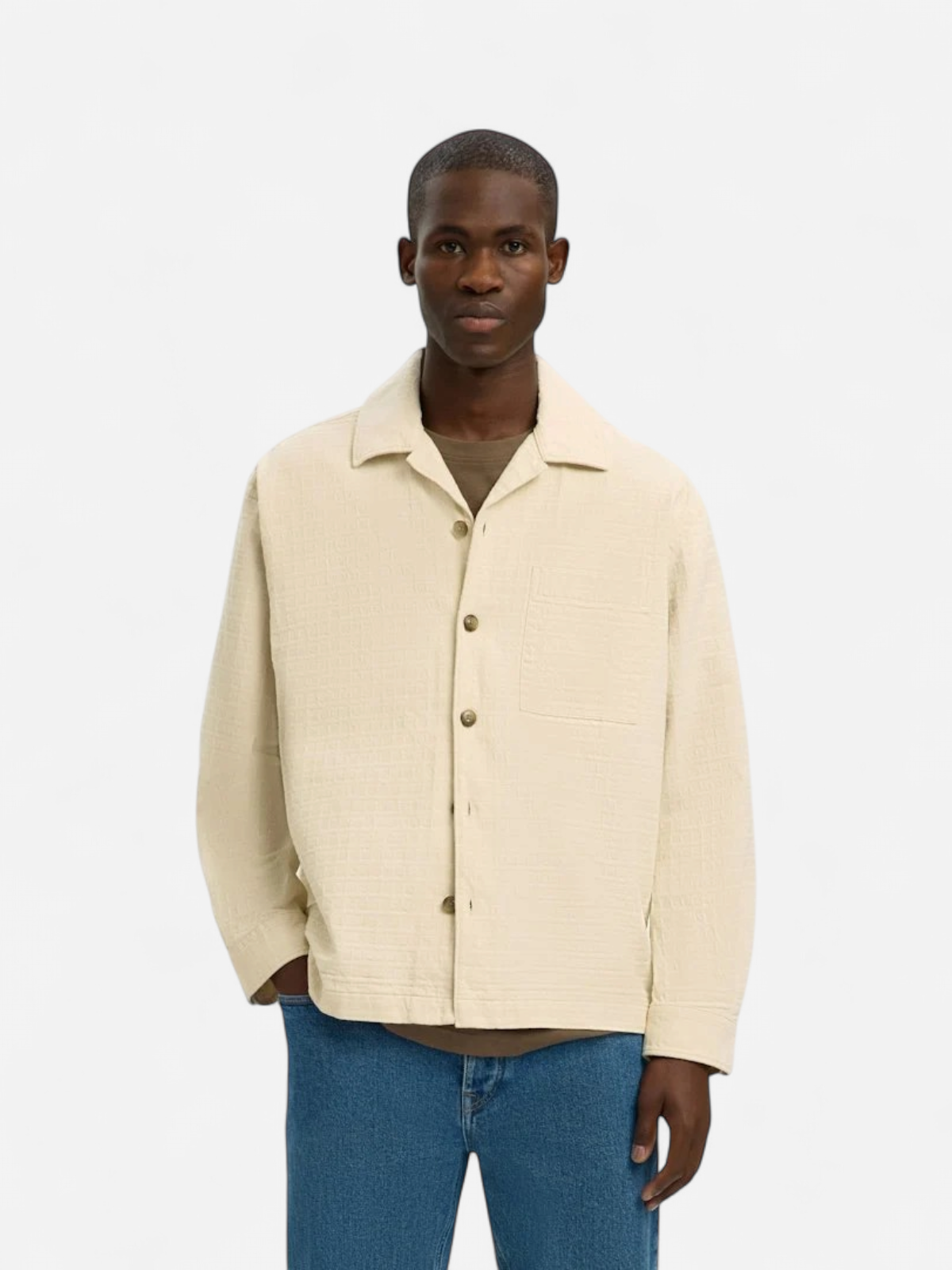 Selected paitatakki SLHRLXRAY Undyed Overshirt, Raw Cotton Undyed - Kekäle.fi