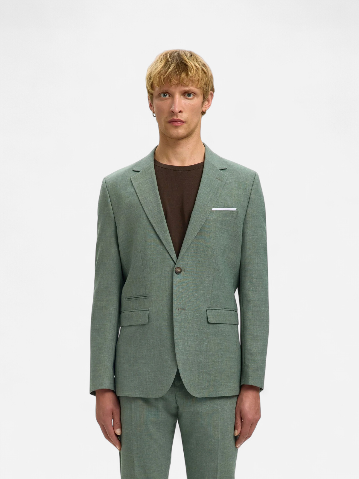Selected miesten bleiseri SLHSlim-Oasis Linen Blz Noos, Light Green Melange - Kekäle.fi