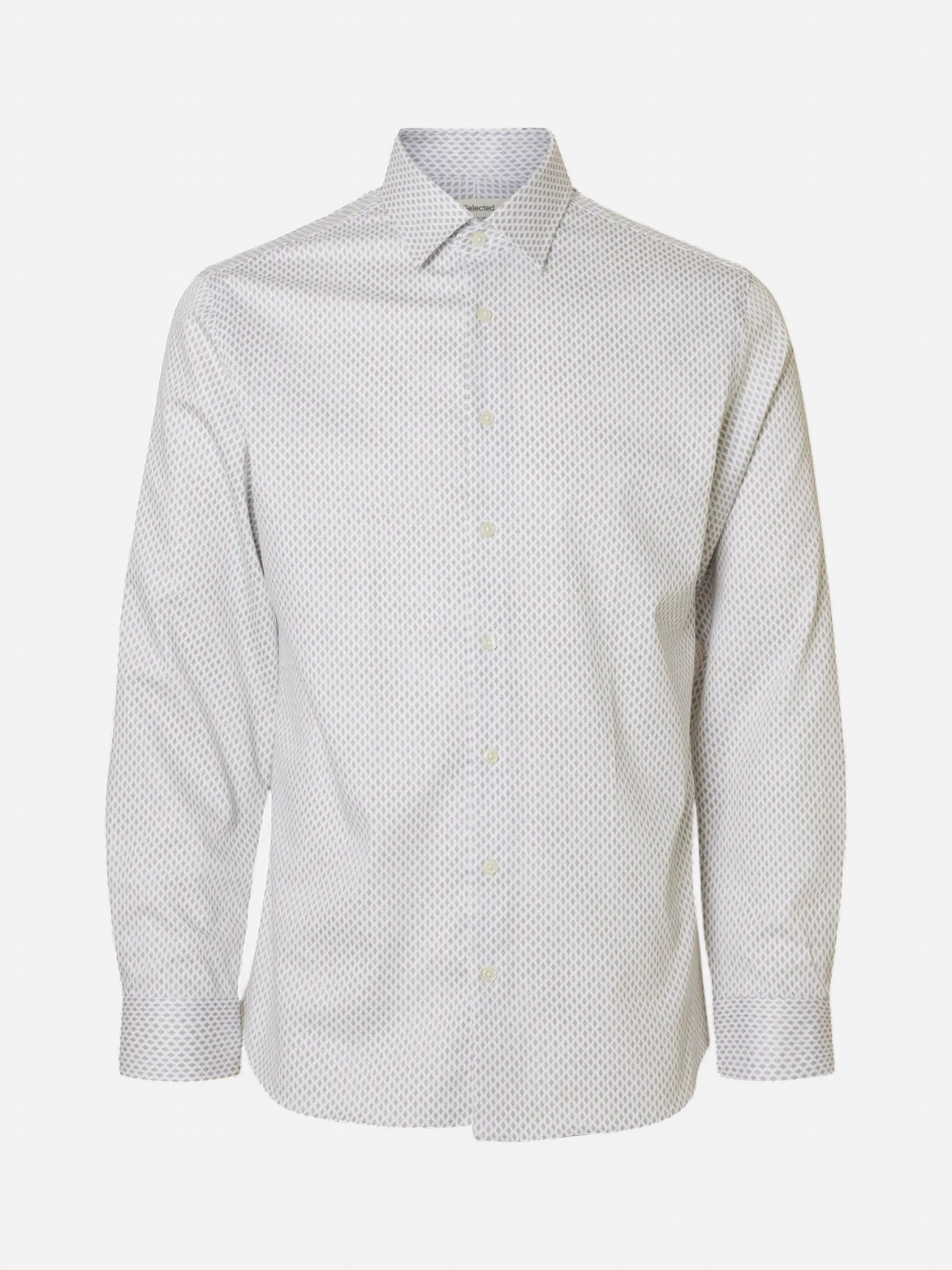 Selected kauluspaita SLHSLIM-Performance Shirt LS AOP, Bright White Diamond - Kekäle.fi