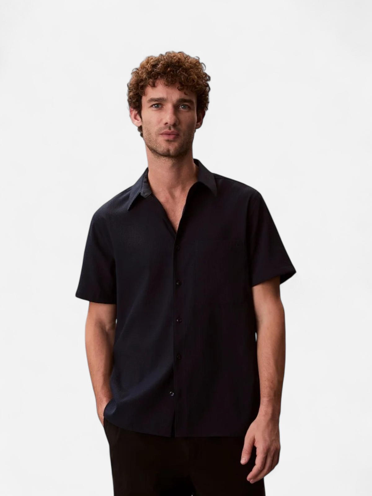Calvin Klein Menswear miesten paita SS Solid Seersucker Classic Shirt, tummansininen - Kekäle.fi