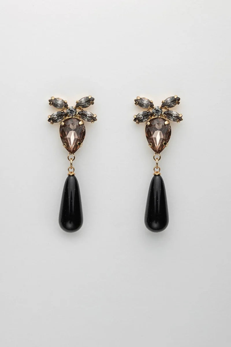 Bow 19 korvakorut STONE DROP EARRINGS, musta