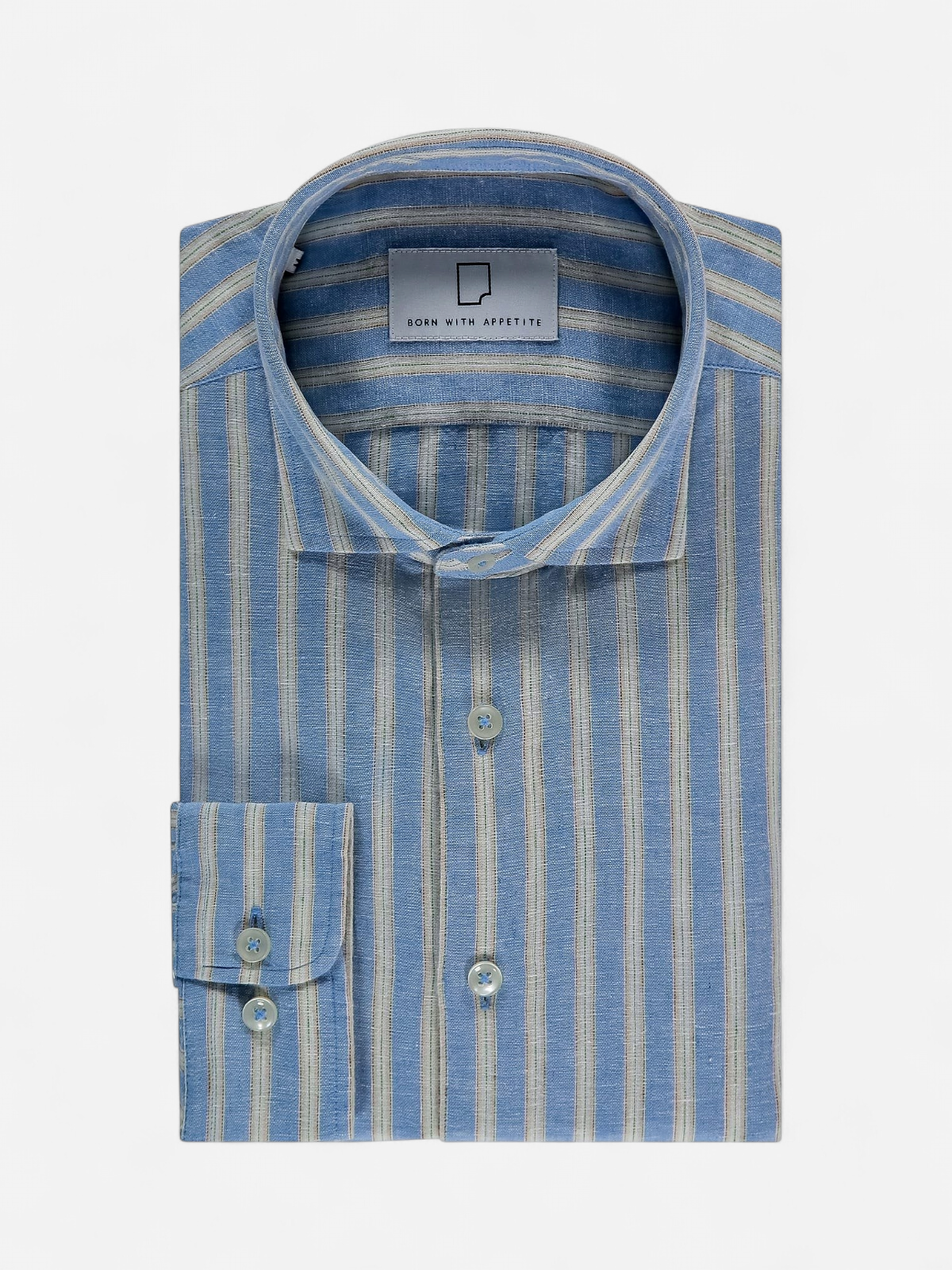 STRIPED LINEN SHIRT RAIDALLINEN SININEN - Kekäle.fi